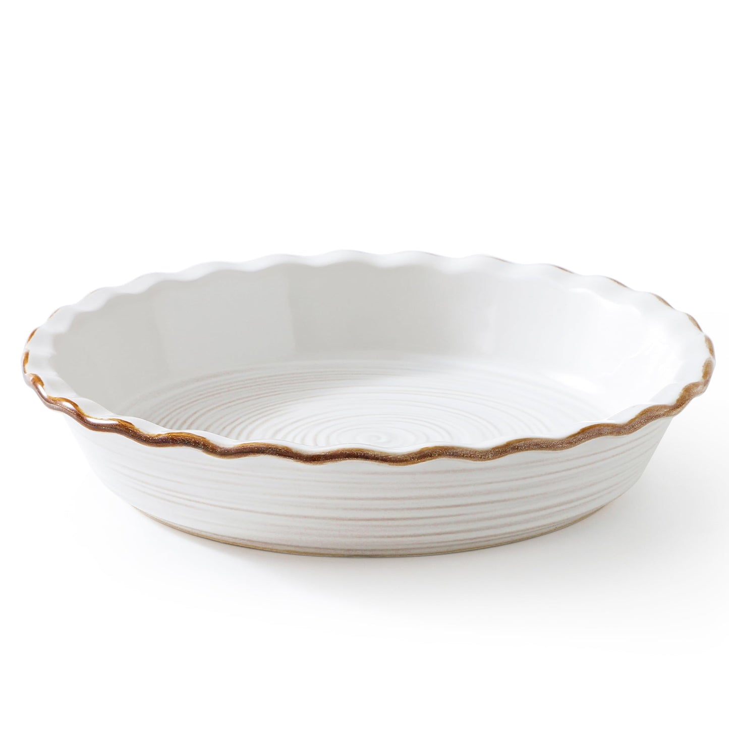 Frewinky Ceramic Pie Pan for Baking, 9 inch Pie Dish with Ruffled Edge, Nonstick Deep Pie Plate, Farmhouse Decor Quiche Tart Baking Dish for Thanksgiving, Microwave & Oven Safe, Set of 1