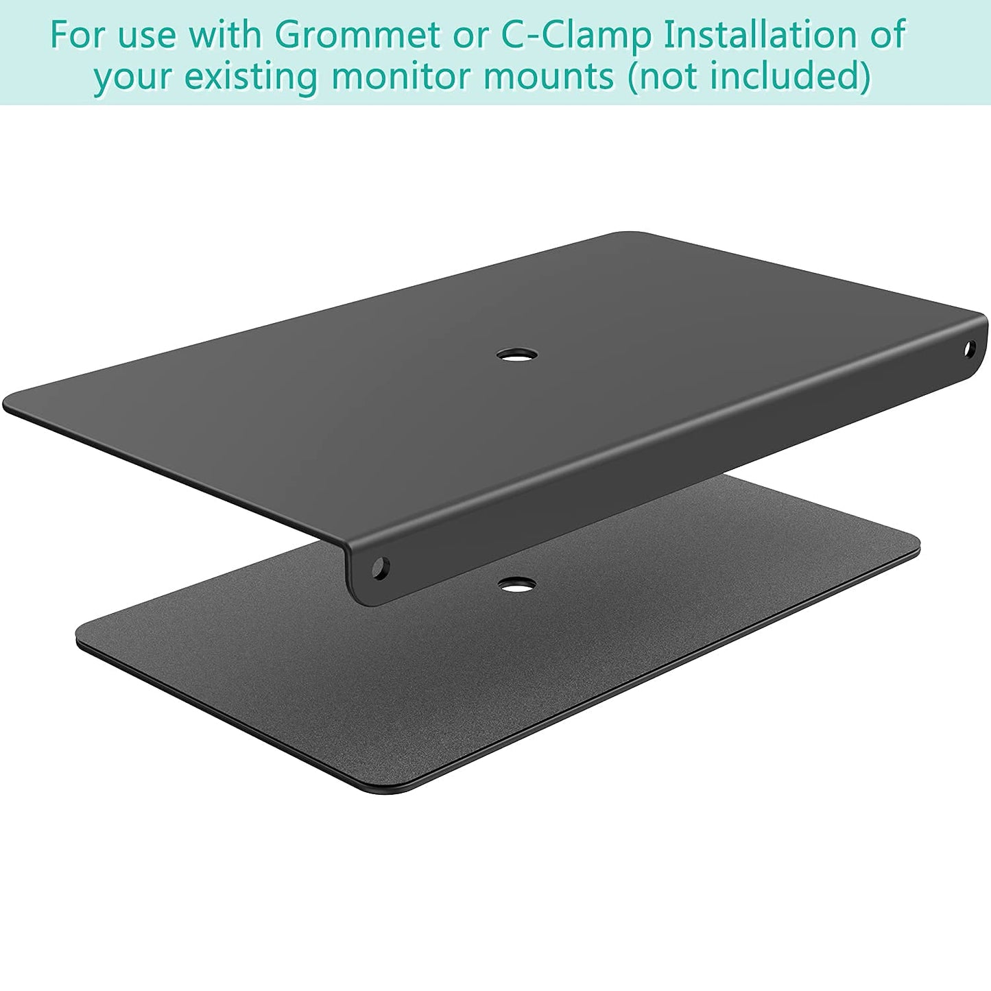 WALI Monitor Mount Reinforcement Plate for Thin, Glass, and Other Fragile Table Tops, with Most Monitor Bracket Grommet C Clamp Installation (CGRP-B), Black