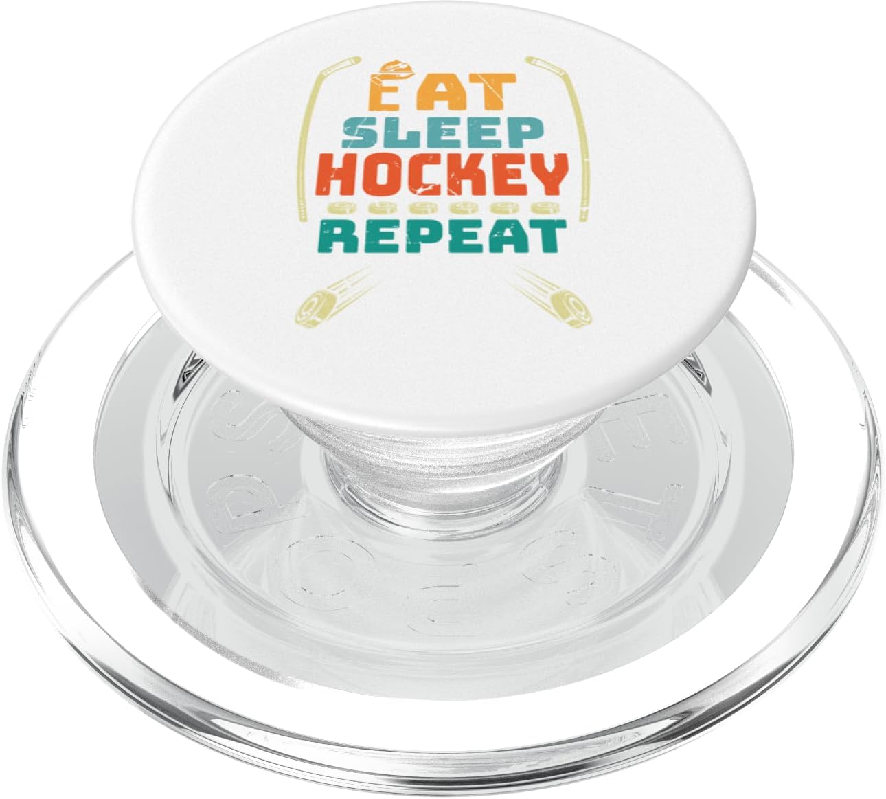 Couscous Eat Sleep Hockey Repeat funny retro vintage PopSockets MagSafe PopGrip for iPhone