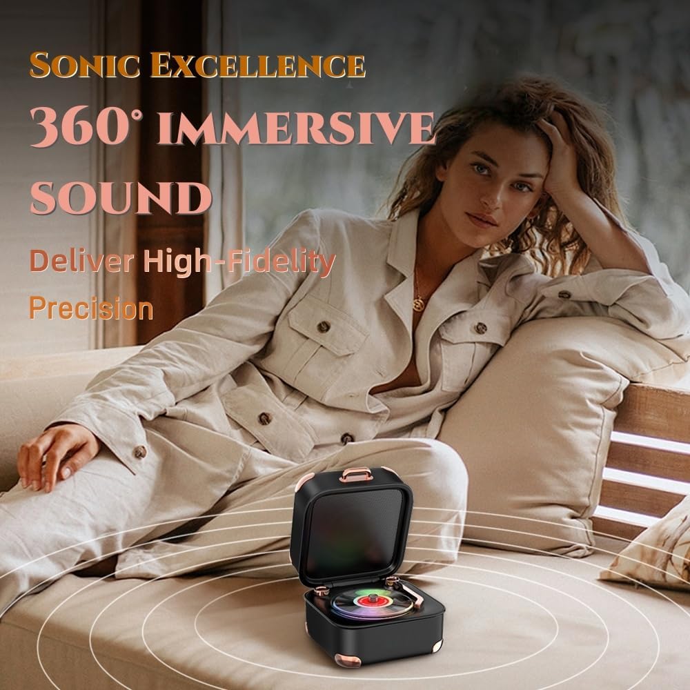 MiniLuxis Retro Bluetooth Speaker, Portable Mini Wireless Speaker with Clear Sound & Long Battery Life, Small Cute