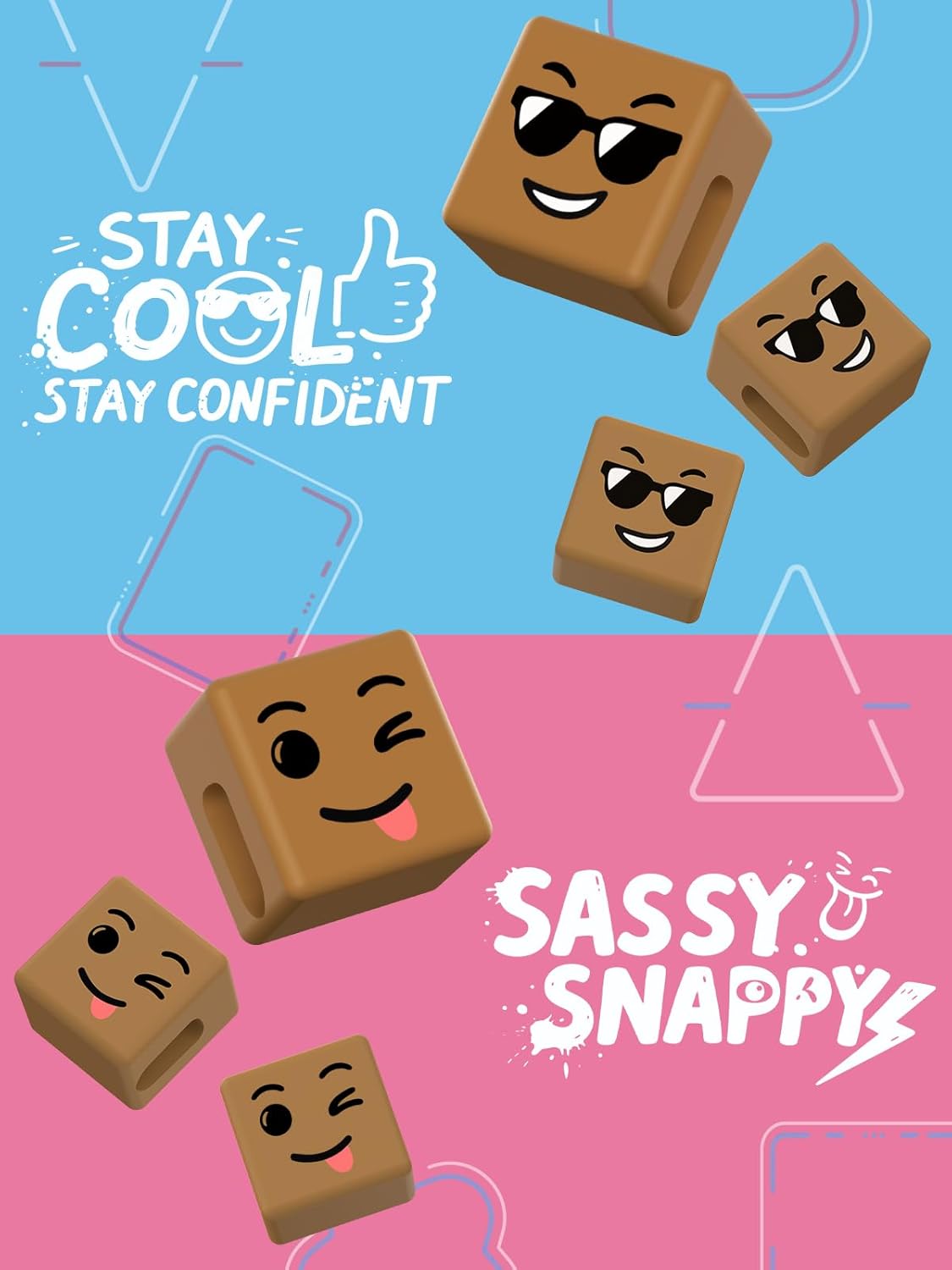 CALDEVER Valentines Gifts for Teens Girls Boys Adults Cell Phone Holder with Clip: Dual-Sided Mood Cubes Clips