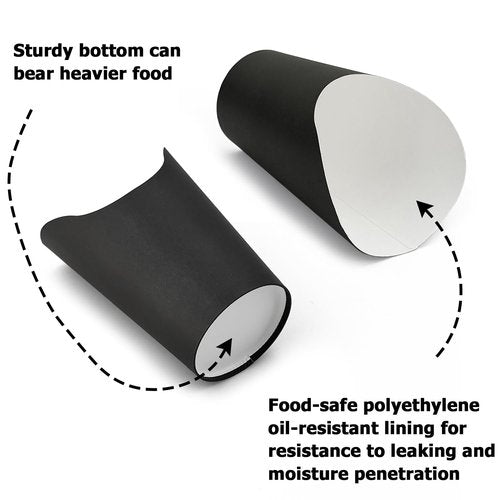 CAMKYDE 50 Pcs Disposable Black Charcuterie Cups, 12oz French Fries Holder French Fry Cups for all Occasions (12oz, Black)