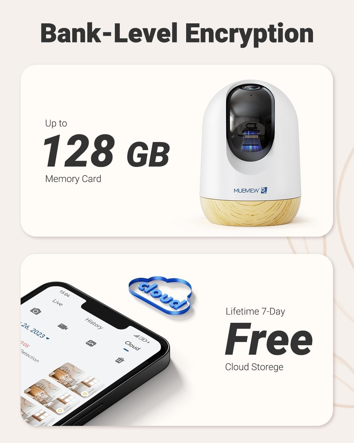 MUBVIEW 5MP 5/2.4G Plug-in Indoor Security Camera no Subscription, WiFi Pet Cam Indoor with Phone App, Dog Camera