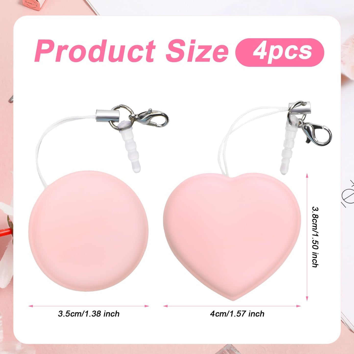 XIHIRCD 4pcs Macaron Phone Screen Cleaner, Round & Heart Shaped Cute Cell Phone Screen Wipe Pendant Keychain Lens