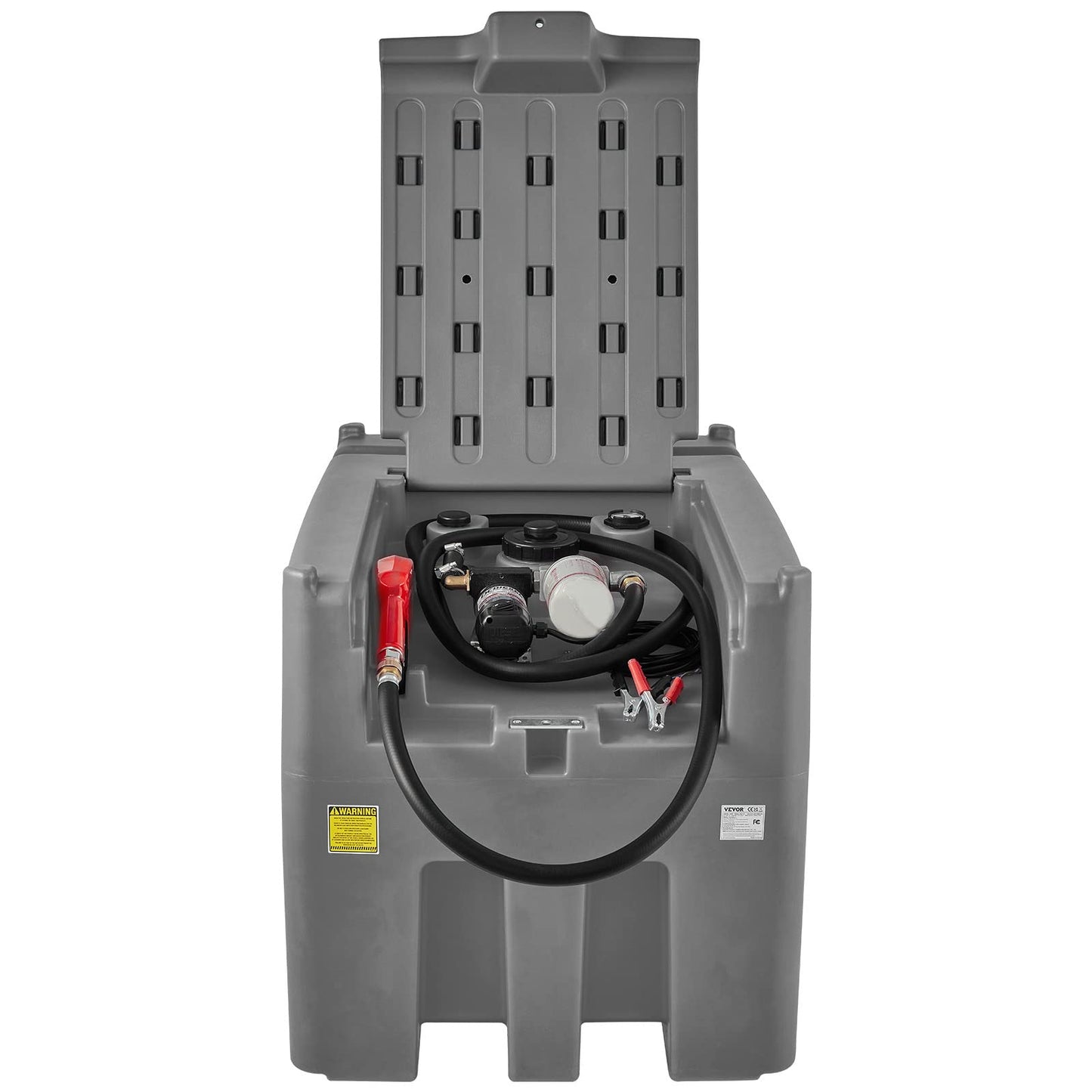 VEVOR Portable Diesel Tank, 116 Gallon Capacity & 10 GPM Flow Rate, Diesel Fuel with 12V Electric Transfer Pump and 13.1ft Rubber Hose, PE Transfer Tank for Easy Fuel Transportation, Gray