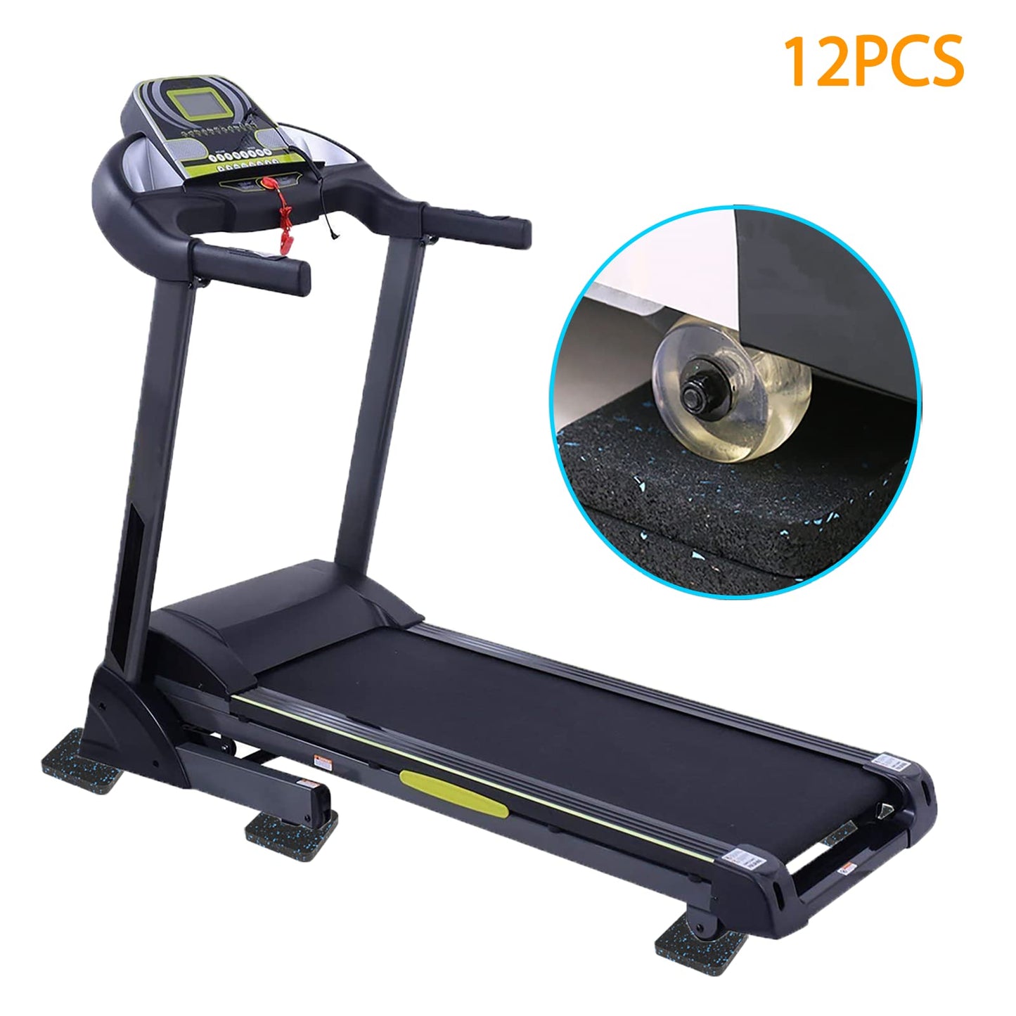 BestXD Treadmill Mat Pads - 12 PCS Bulk Pack High Density Rubber Squares for Multiple Exercise Equipment - Anti-Vibration Noise Dampening Pads for Rower, Stationary Bike, Weight Bench