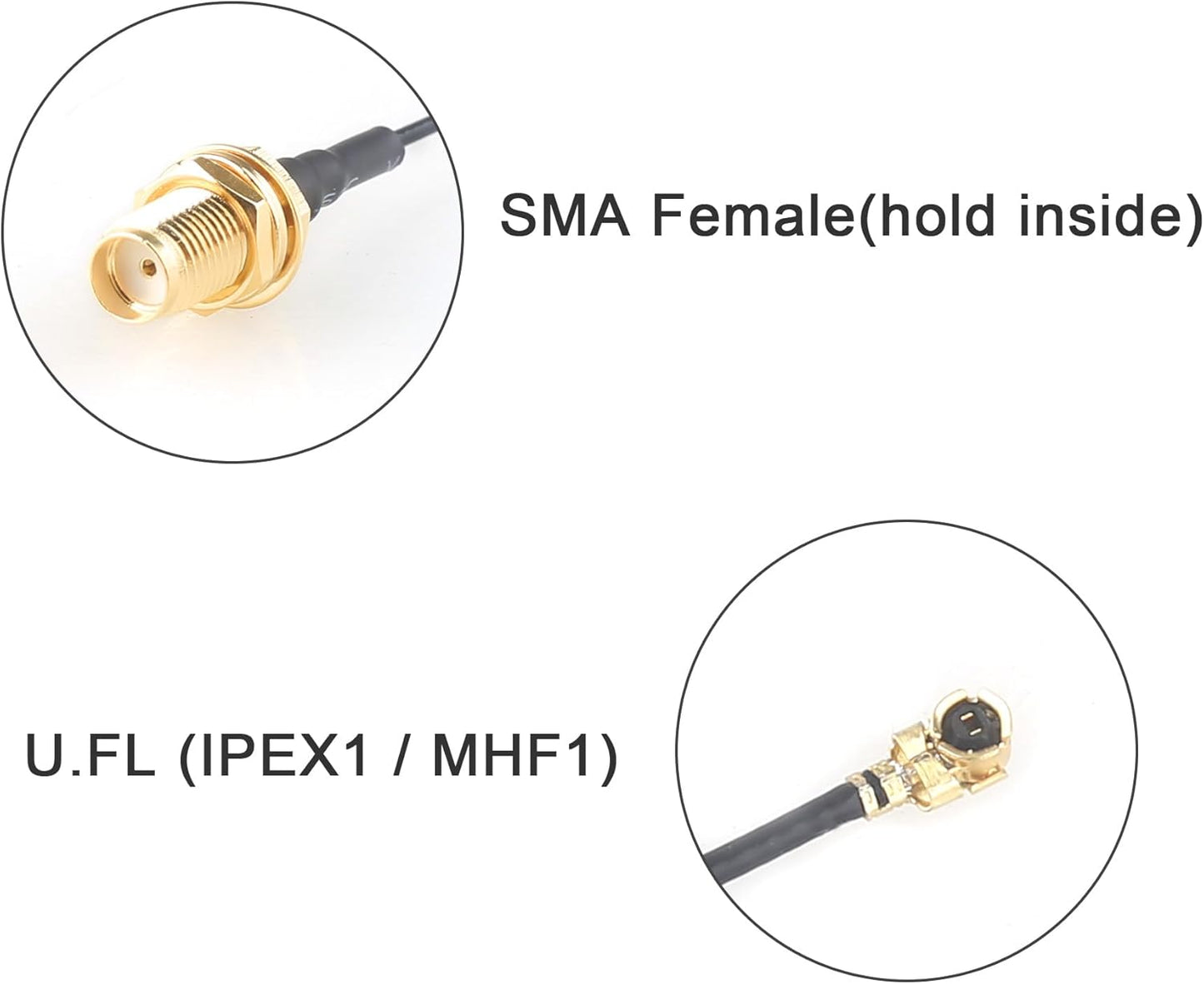 DAMGOO 2.4GHz 2dBi RF1.13 30cm Bluetooth WiFi Antenna SMA Male (Pin) with U.FL to SMA Female Pigtail Cable
