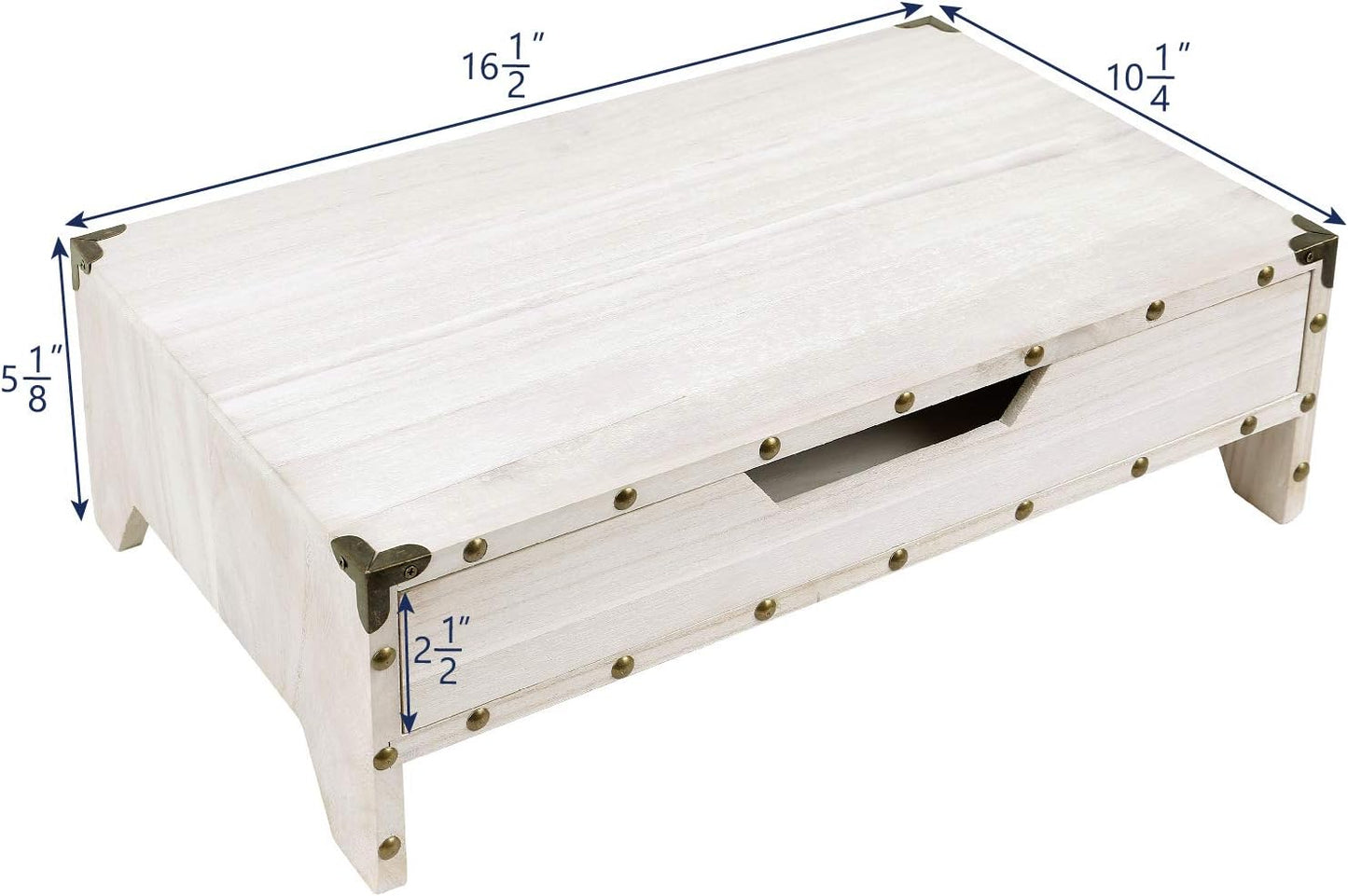 2 Organizer,16 1/2 10 1/4 5 1/8 Ikee Design Wooden Tier Monitor Stand with Drawer,Wood Desktop Stands for Laptop ,TV