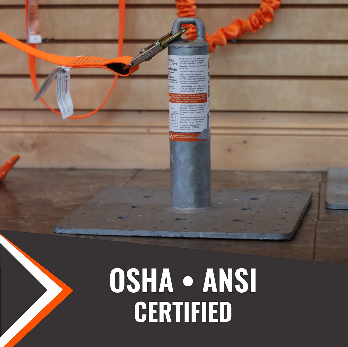 Malta Dynamics Made in USA Galvanized Roof Anchor 18" Top Loop, OSHA/ANSI Compliant