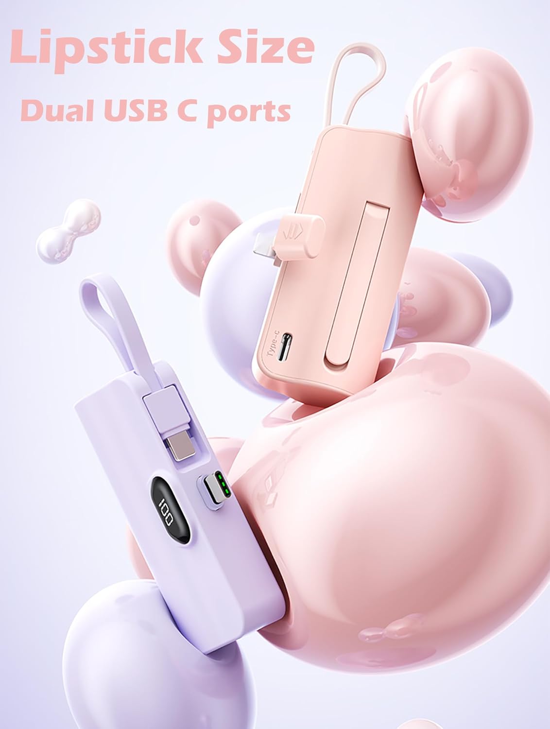 CooLuzer 5500mAh,Portable 17/16/15/15 plus/15 pro/15 Mini Power Bank,Capsule Power Phone Charger Charger with Dual