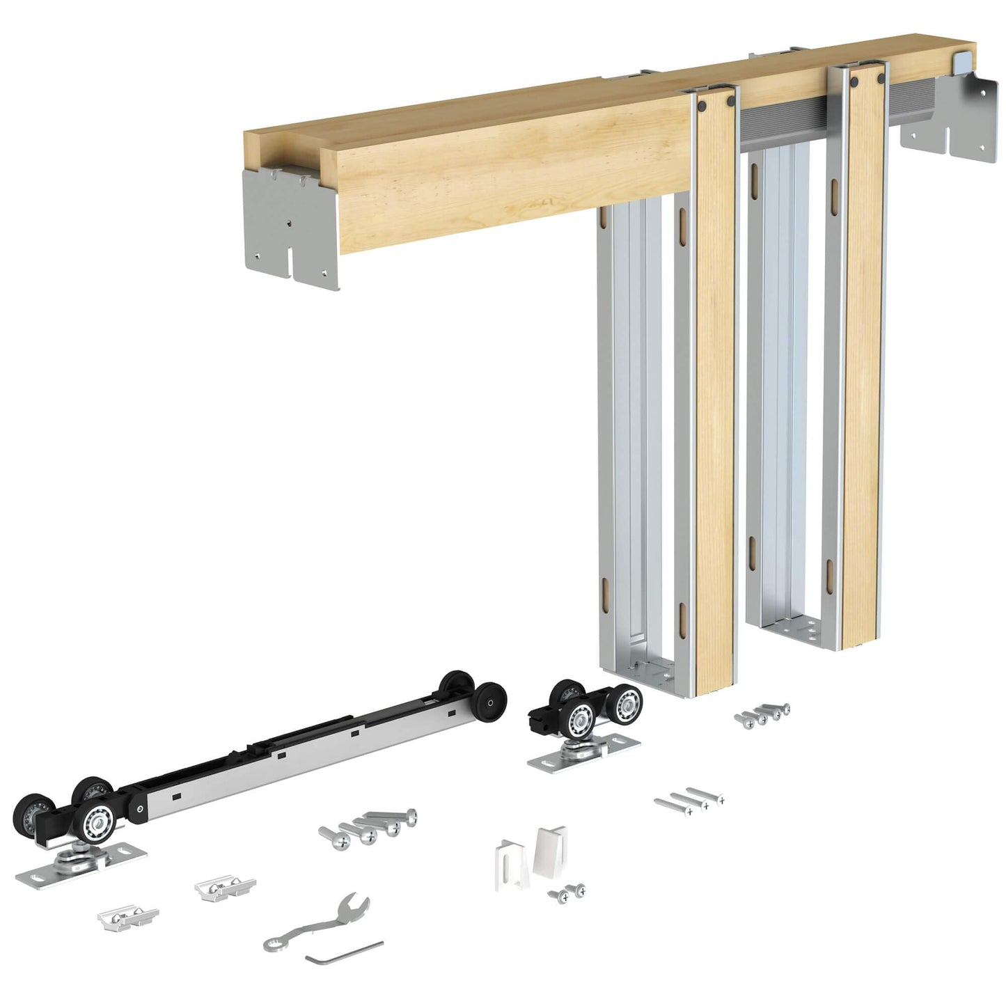 JUBEST Pocket Door Frame Kit With 88LBS Two-Way Soft-Close Mechanism, Smoothly and Quietly, Easy to Install Hidden Kit, for 24" to 36"x80" Door, Durable and Stylish