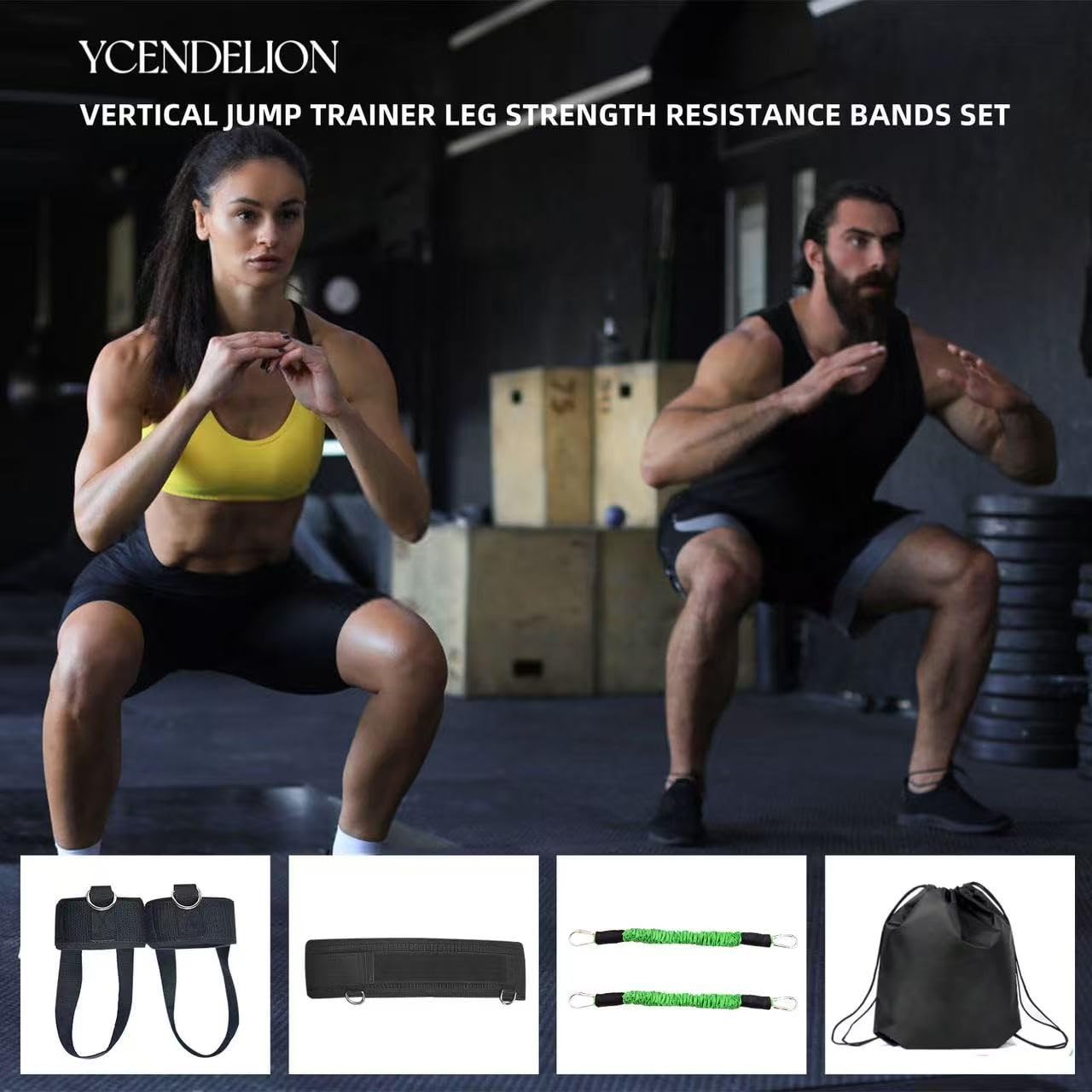 Ycendelion Vertical Jump Trainer, Leg Resistance Bands Set to Improve Strength Agility Focus Speed, Basketball Volleyball Baseball Tennis Football Exercise Equipment