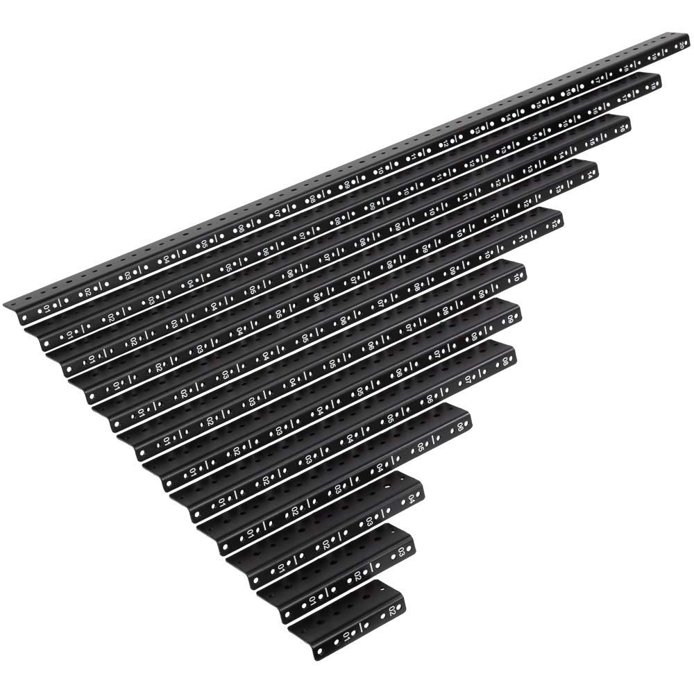 NavePoint 20U Vertical Rack Rail Pair DIY Kit with Hardware, Black