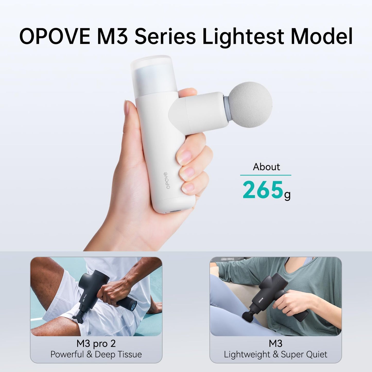 Opove M3 Mini Massage Gun for Back Pain Relief, with Facial Mode, 7mm Amplitude, 4 Vibration Levels Ultralight Portable and Rechargeable Fascia Gun Active Recovery Women Presents