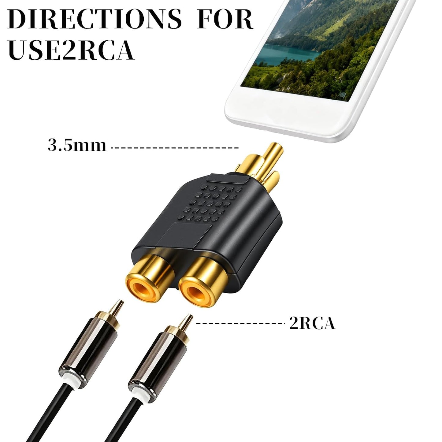 Eldraqth 3.5 mm 3.5mm (6 Pack) RCA Y Splitter Adapter TRS to Dual RCA F Stereo Male to Dual Female Audio Breakout