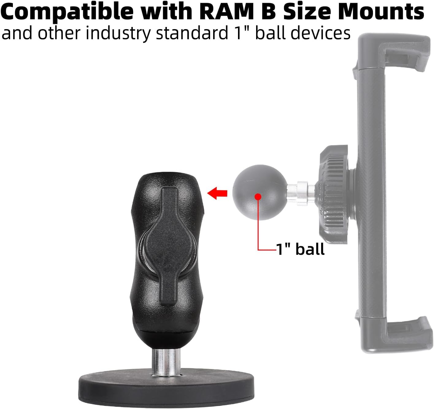 FPN 66mm 25mm /1 inch 2.36" Diameter Round Heavy-Duty Magnetic Base Mount with Rubber Coating Ball & Double Socket Arm