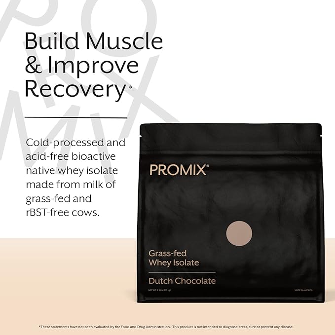 ProMix Nutrition Whey Protein Isolate Powder, Chocolate - Grass-Fed - ­Post Workout Fitness & Nutrition Shakes, Smoothies, Baking & Cooking Recipes - Gluten-Free & Keto-Friendly - 5lb