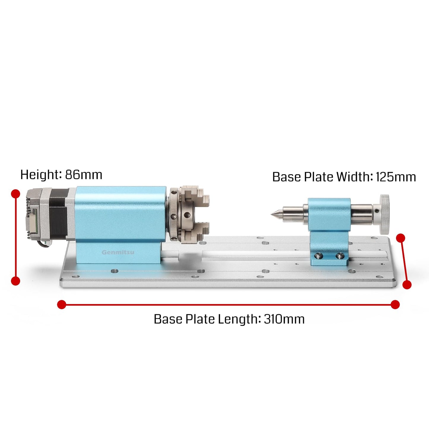 Genmitsu 4th Axis Rotary Module for 4040 and 3030 Series CNC Machines with Planetary Geared Stepper Motor, 4 Jaw Chuck, Clamped Range 10-200mm
