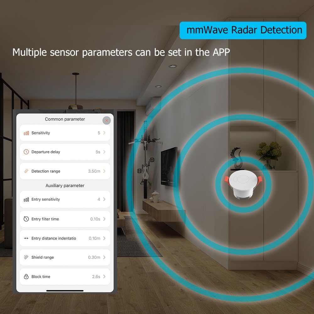 WenzhiIoT 24 MmWave 110/220V Presence Sensor, Smart Motion Sensor WiFi GHz Radar Presence Sensor Movement Body Motion