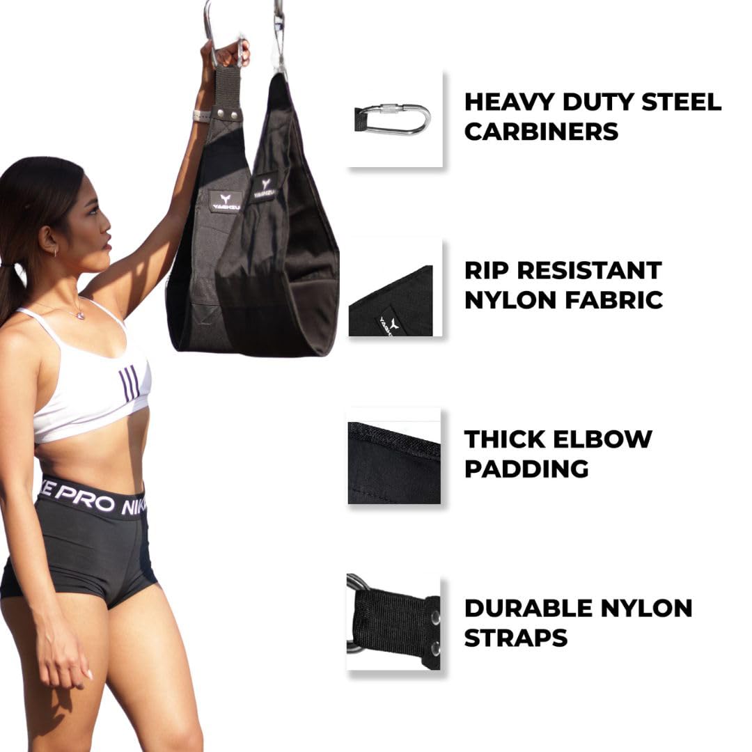 YAGHZU Hanging Ab Straps for Pull Up Bar - Premium Ab Straps for Core Strength and Ab Workout, Adjustable Rip Resistant Hanging Leg Raise Strap, Heavy Duty Ab Sling Strap, Arm Padded Pull UP Straps
