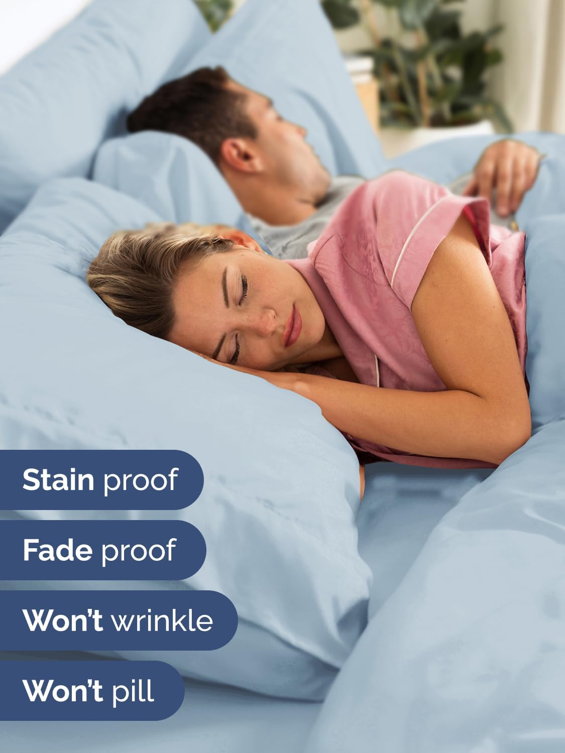 Skiennix Extra Deep Twin Sheet Set | 4-Piece Breathable Cooling Bedding - Soft & Wrinkle-Free - Sky Blue