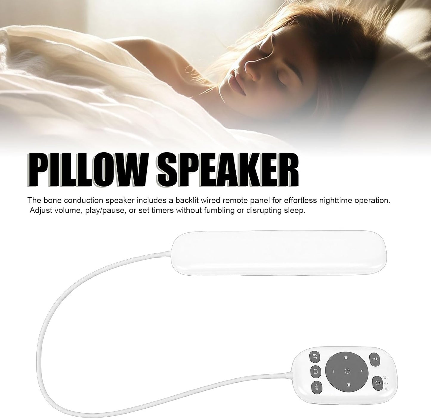 Diyeeni 5.4 36 3 24H Under Pillow Speaker Bluetooth with Bone Conduction, Wireless Remote, Soothing Sleep Sounds