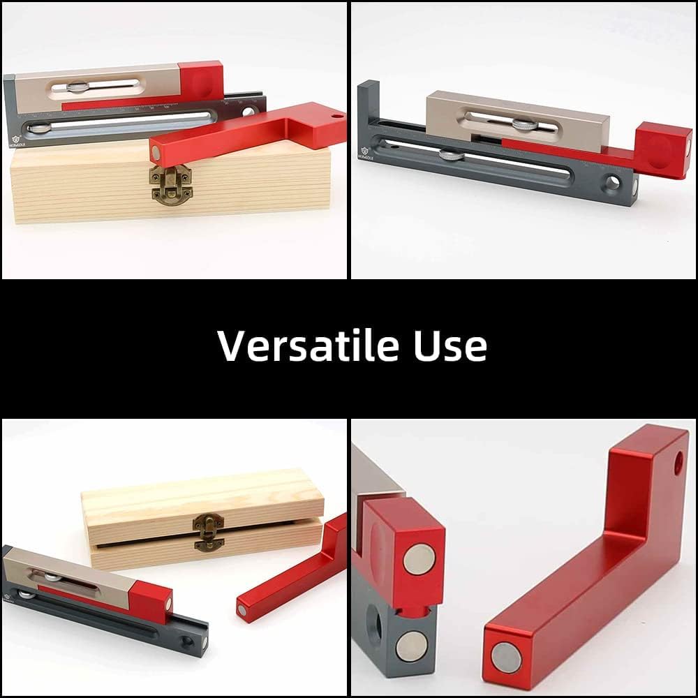 HONGDUI JF15 Kerfmaker Upgraded Version - 7.08" Aluminum Alloy Table Saw Slot Adjuster, Mortise and Tenon Woodworking Measuring Block