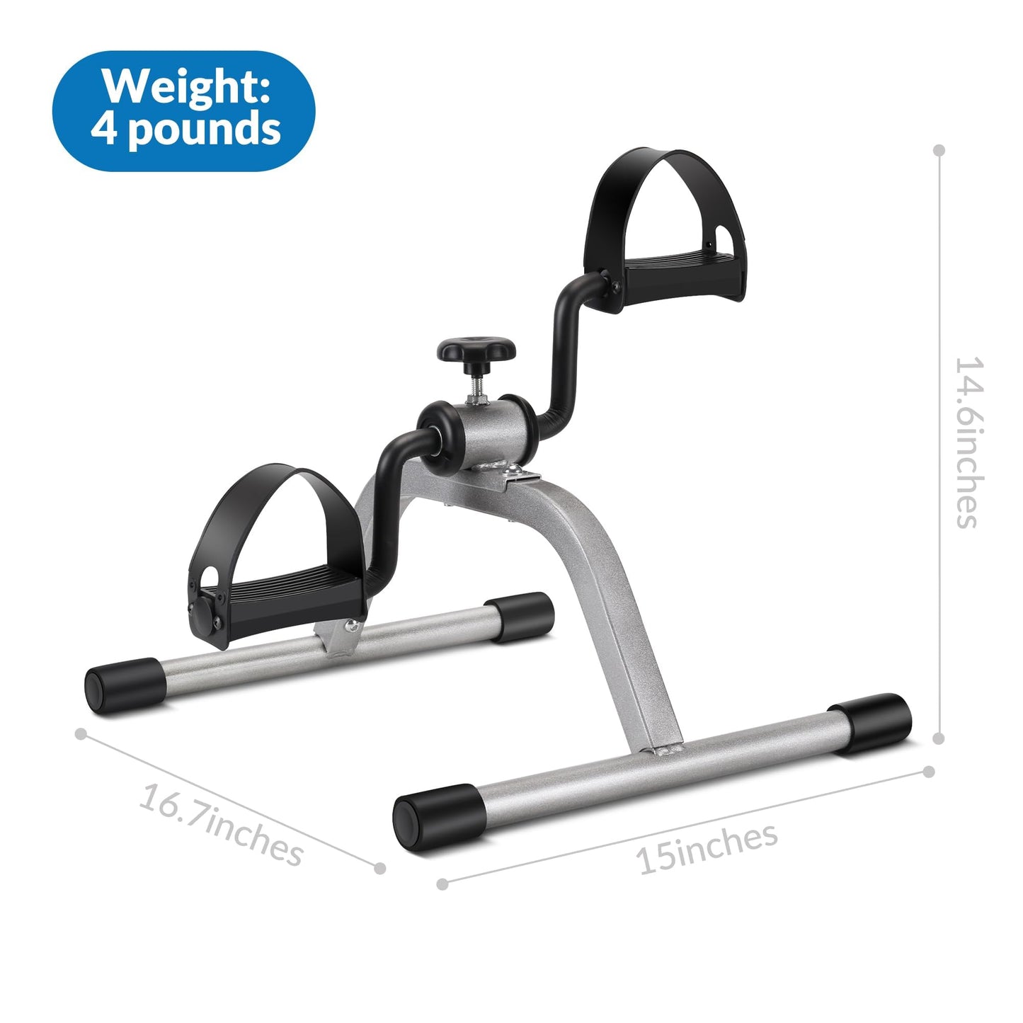 RYGEO Pedal Exerciser Mini Exercise Bike for Leg and Arm Recovery Exercise Lightweight and Portable Floor Bike(Silver)