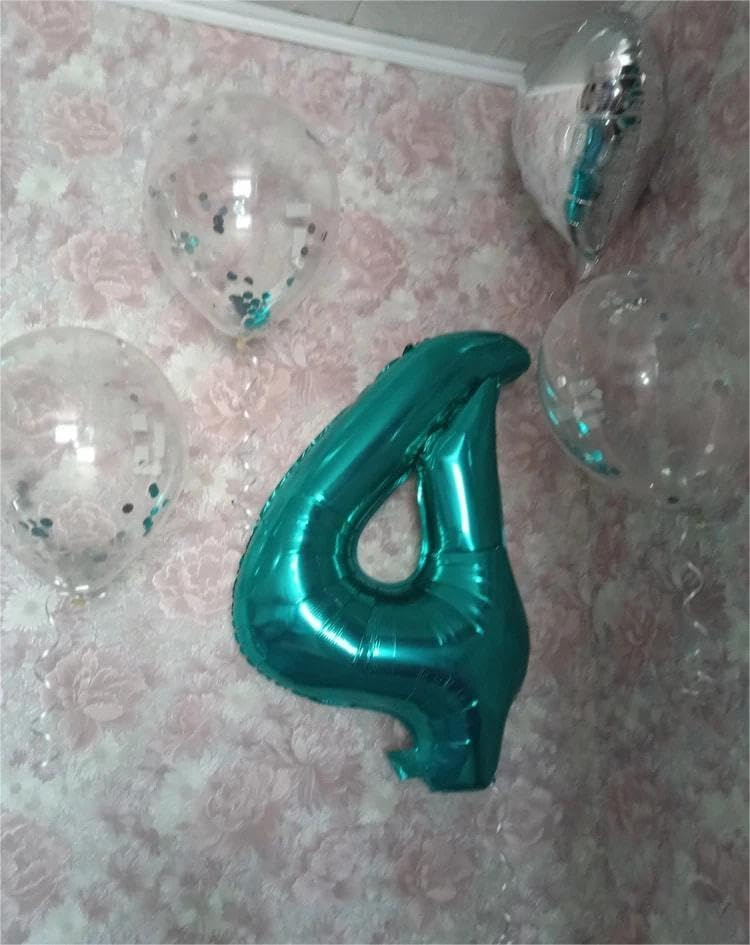 Teal Blue Number 4 Balloon - 40 Inch Large Birthday Decoration for Girls' 4th Party