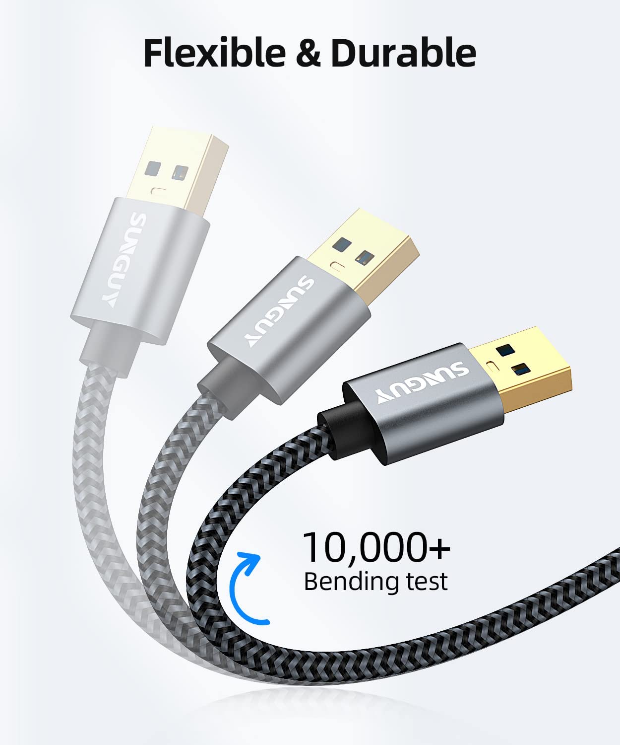 3.0 1FT 5Gbps SUNGUY USB Cable, USB Type A Male to Type A Male, Transfer Rate Up to Cable Compatible with Printers