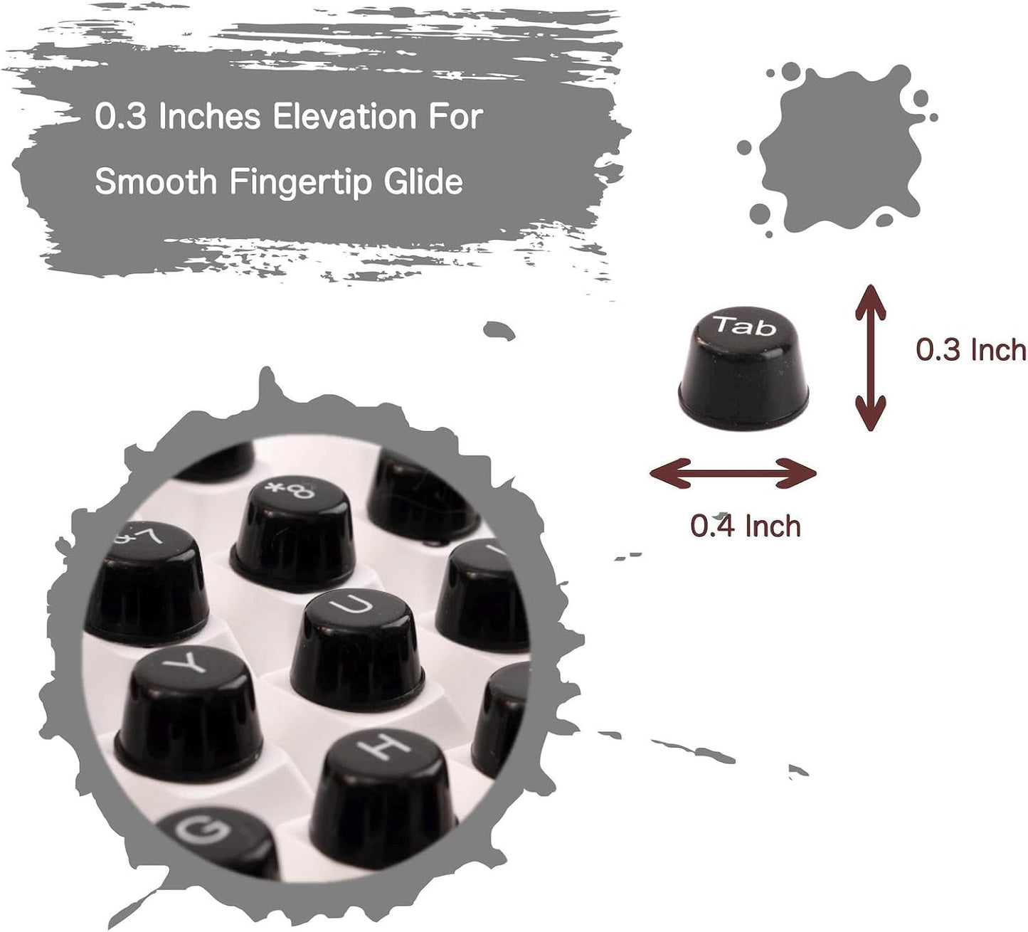 128 Set: 128 Long Nail Keyboard Stickers Piece Keyboard Bubbles - Protective Long Nail Keyboard Desktop Stickers (Black