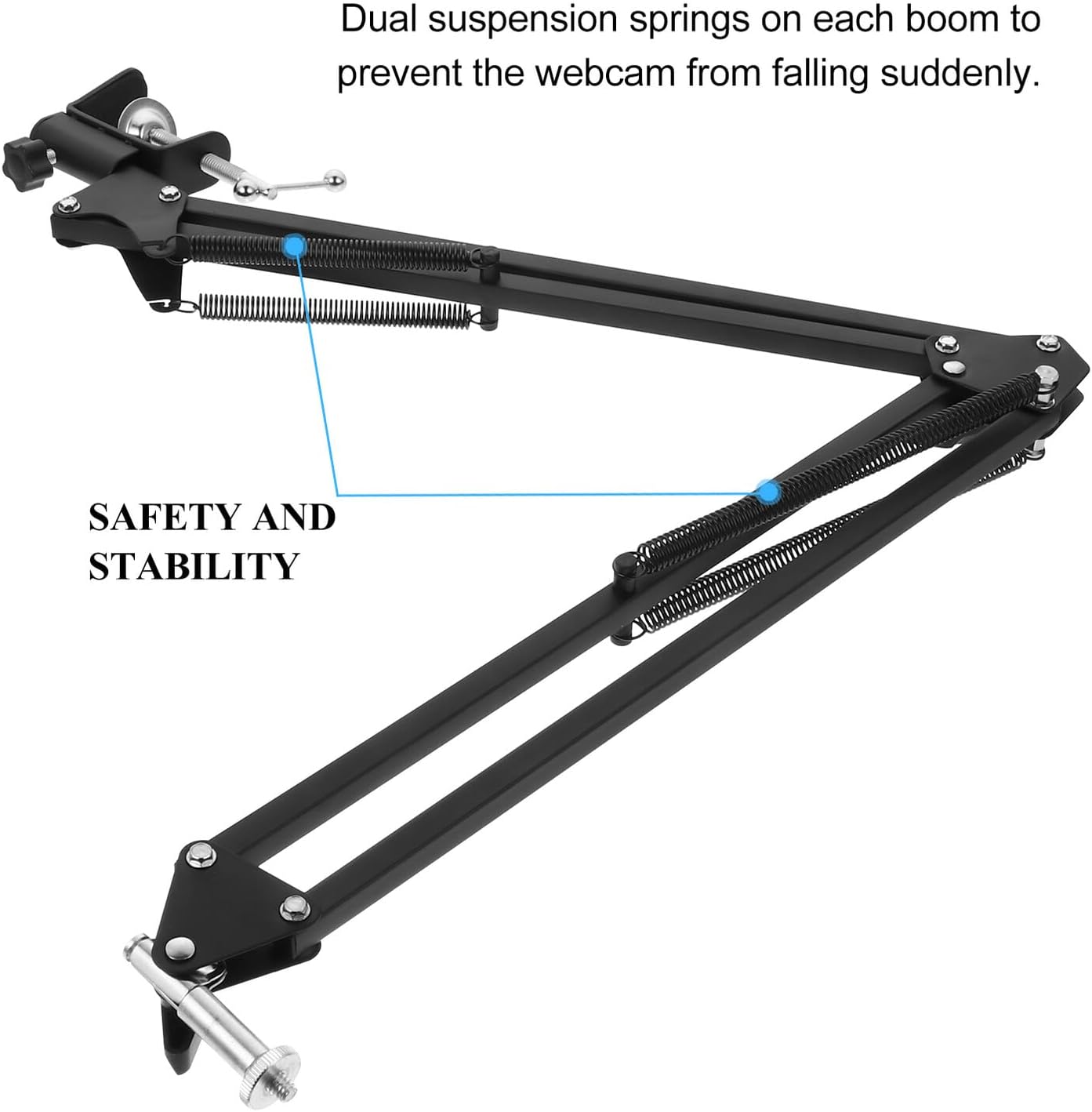 Cabilock 1/4 Inch Metal Webcam Clamp Stand with Adjustable Scissor Arm, Desktop Camera Holder with Screw, Black