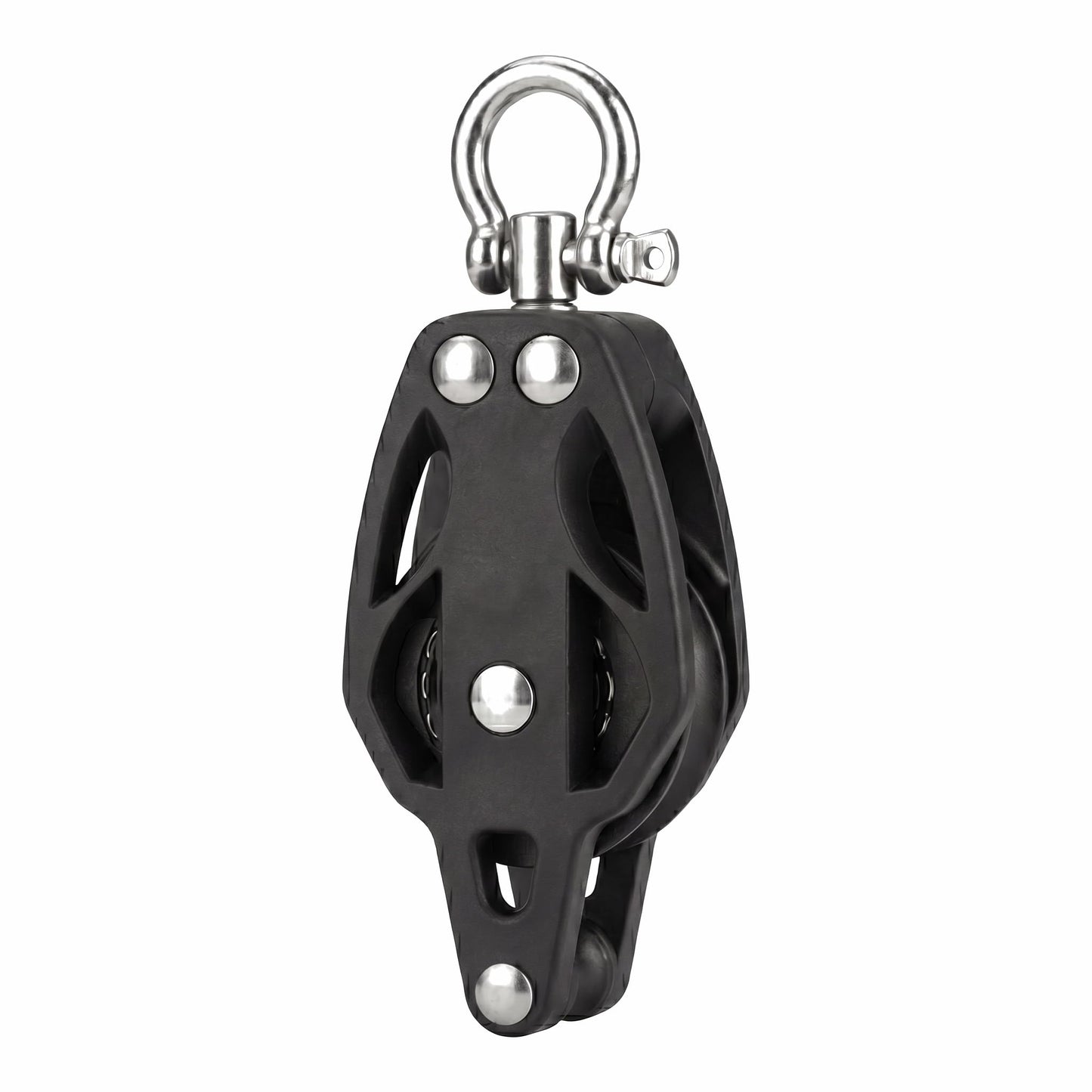 RiaYer Ball Bearing Single Block Pulley, 50mm Sheave with Lockable Swivel and Becket, 316 Stainless Steel Marine Hardware for Sailboat Mainsheet, Shade Sail Rigging, Accepts Up to 10mm Line