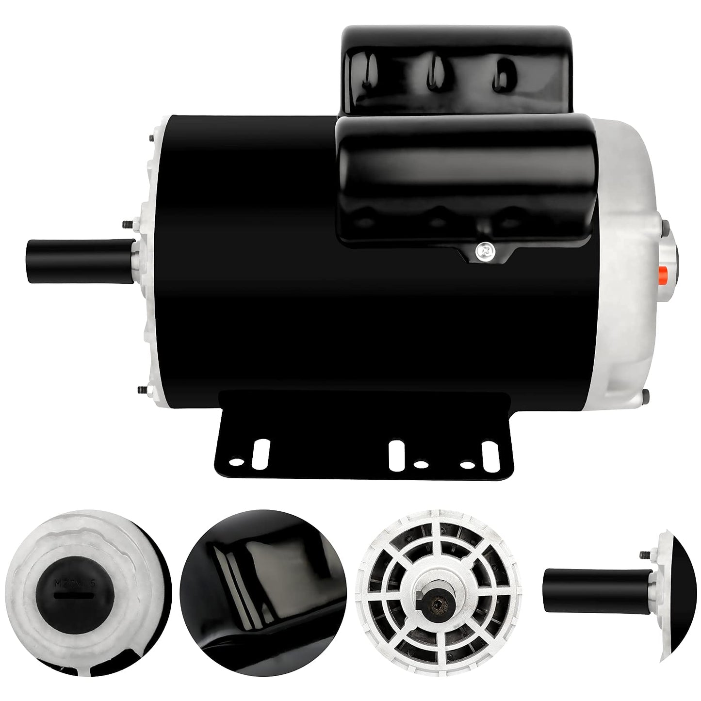 5HP Air Compressor Motor Single Phase Electric Motor 3450RPM 208V-230V 7/8" Shaft Diameter, CCW 56HZ Frame, 2Pole