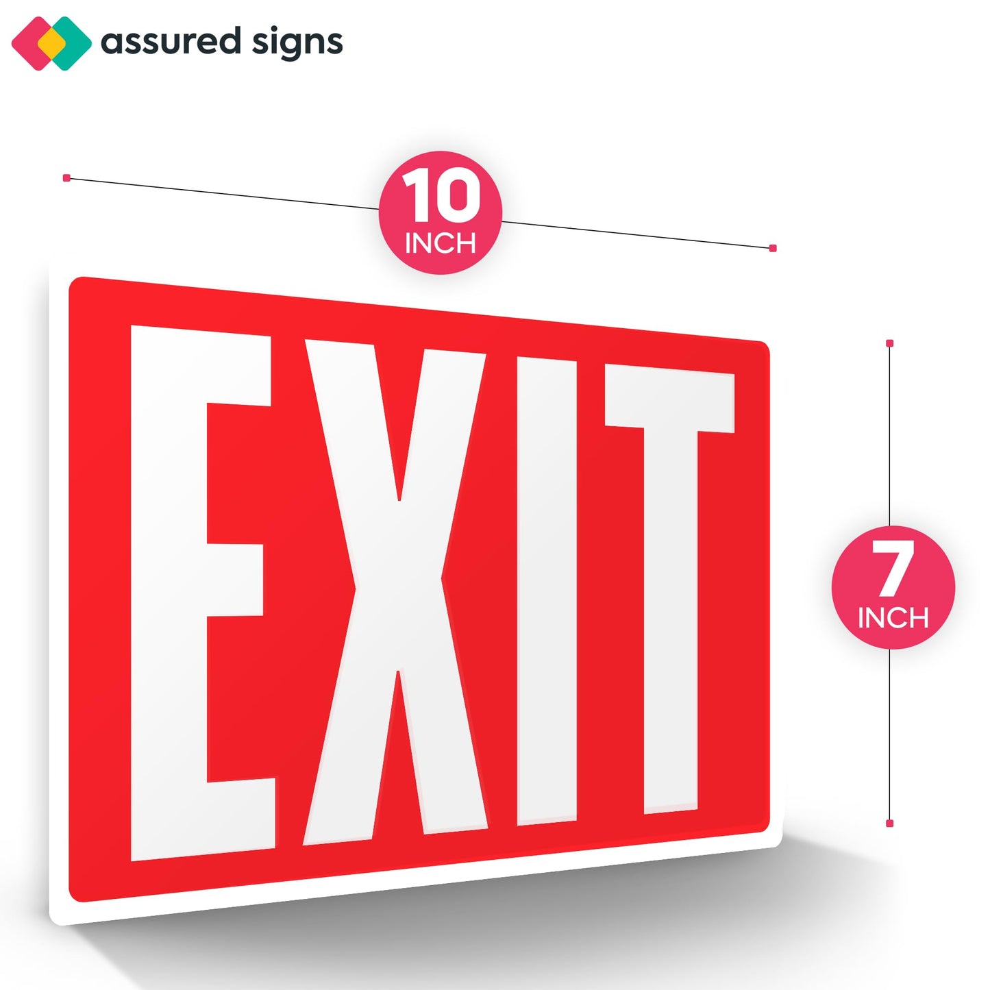 Exit Sign Stickers - Glow in The Dark - 12 pcs, 10" by 7" - Ideal Illuminated Exit Signs for Business or Office - Photoluminescent and UV Protected - Apply to Door, Wall, Window