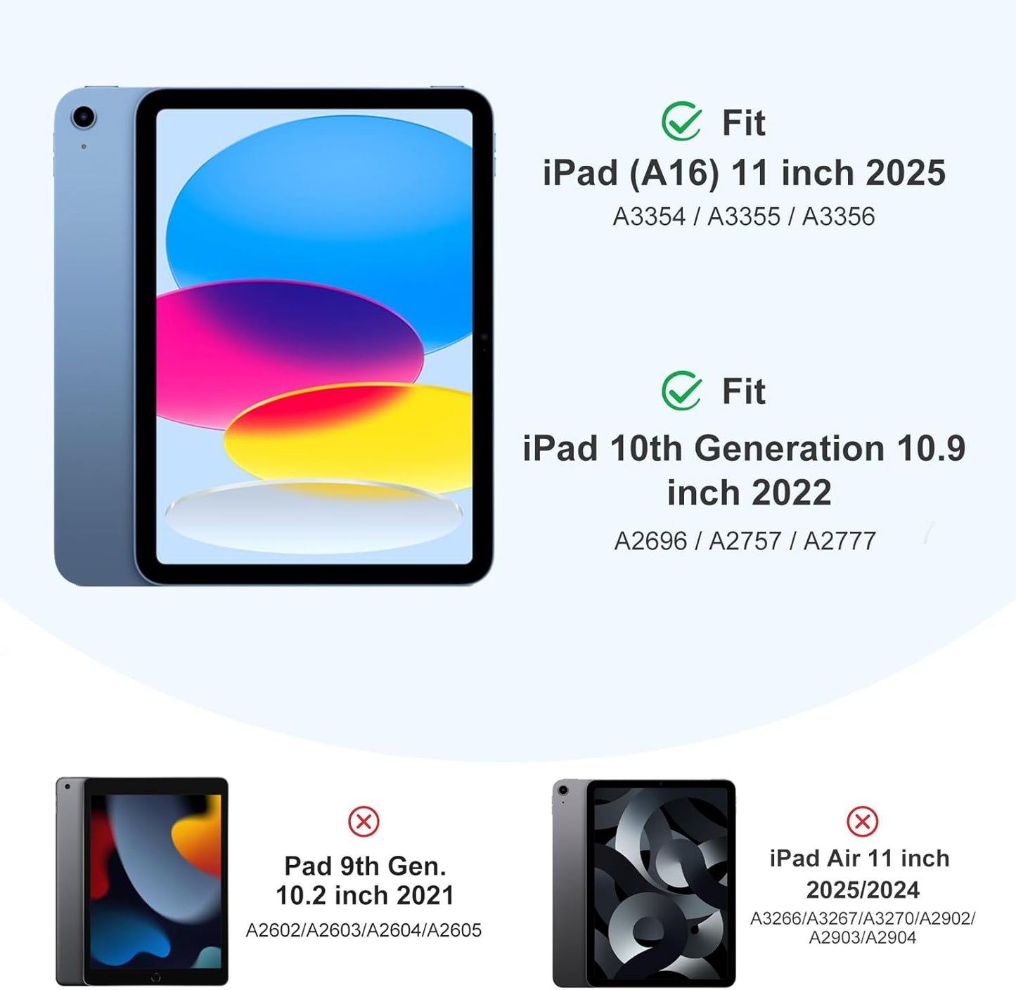 Akkerds (A16) 11th 11 Inch 2025, 10th 10.9 Inch 2022 Compatible with iPad Generation Case for iPad Generation Case