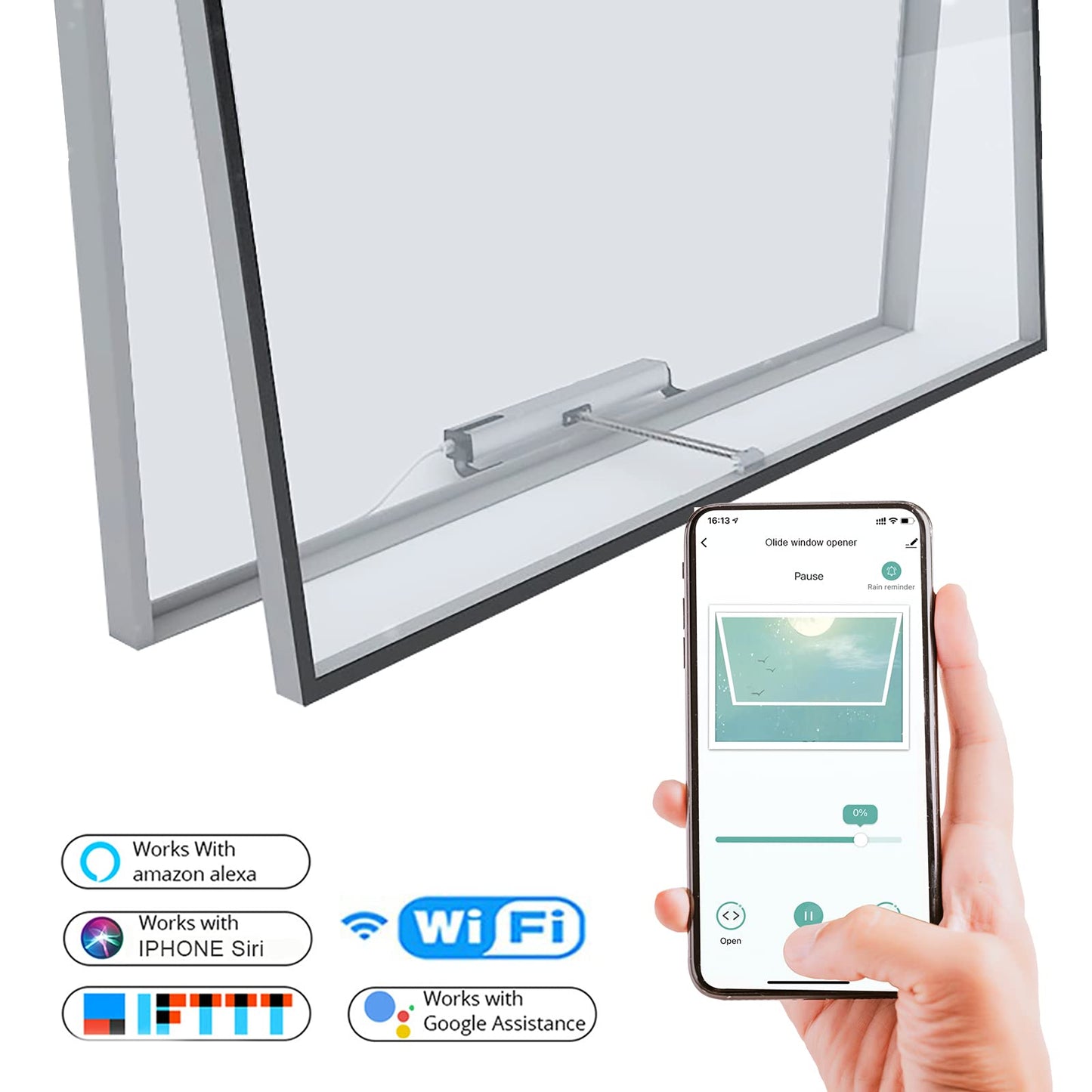Olideauto Automatic Electric Window Opener,Smart WiFi Function Built in AC Motor,Wireless Remote and Phone APP Controlled Automatic Window Closer