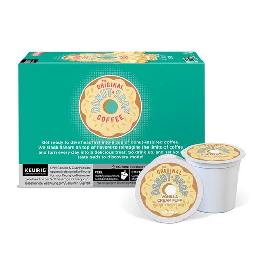 Keurig Green Mountain Donut Shop Coffee - Medium Roast with Vanilla Puff | 12 Count Pods