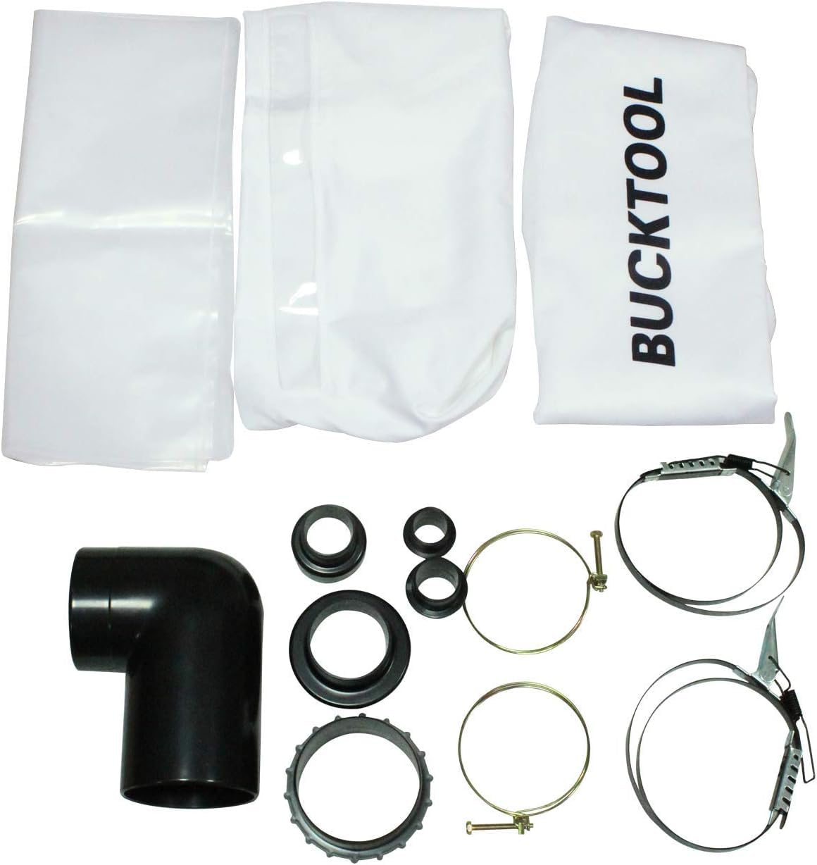 Bucktool 1.2HP Auto-Start Dust Collector, Woodworking Dust Extraction with 3 Bags, 5.4-Cubic-Foot Capacity, 5-Piece Reducer & 5ft Flexible Hose