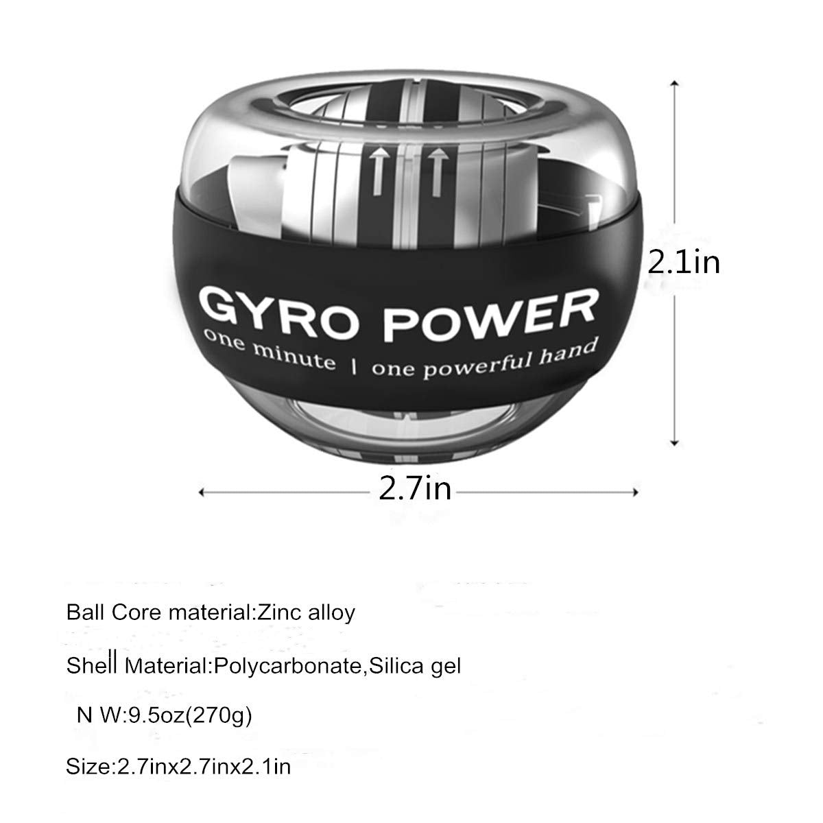 SHXJHXC Self-Starting Wrist Gyro Ball, Wrist Strengthening Device, Hand Enhancer, Forearm Exerciser, Used to Strengthen Arms, Fingers, Wrist Bones and Muscles