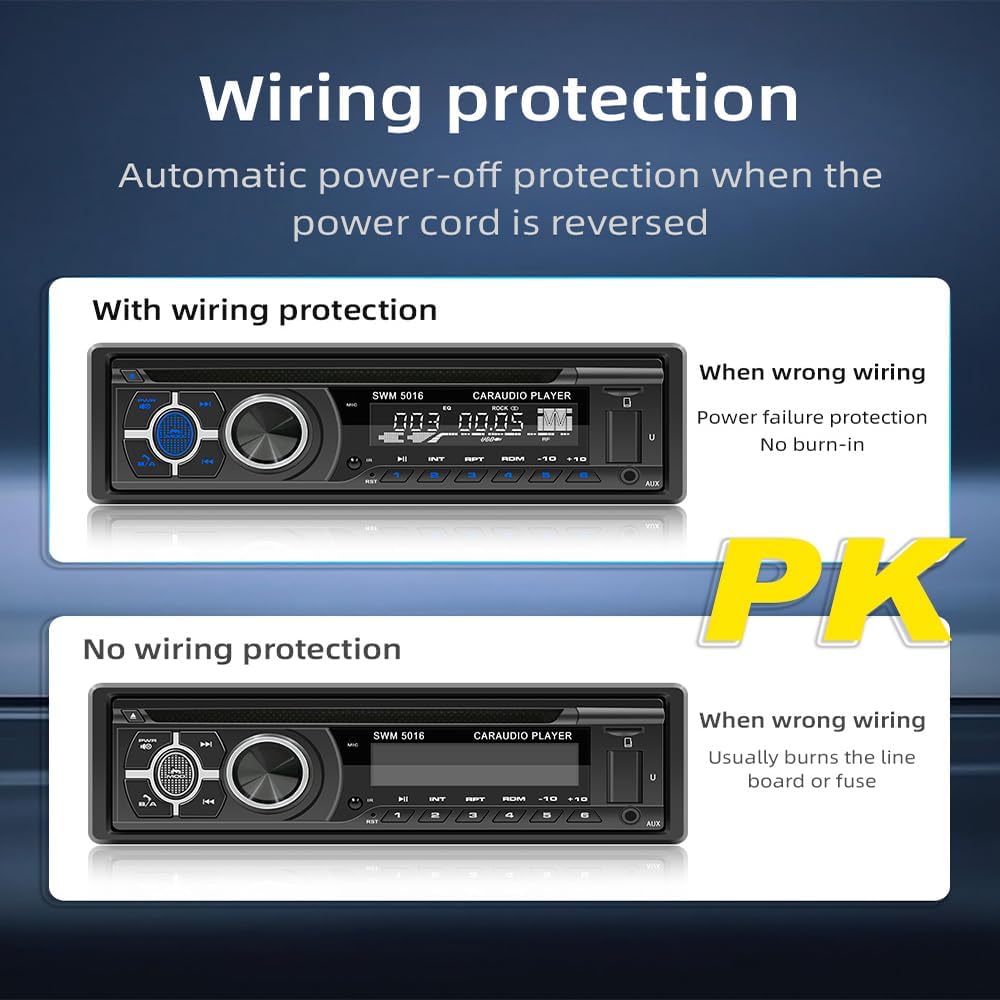 WEPARTICULAR Player,MP3 Single Din Car Stereo CD DVD USB Music Unit Car Radio,Support Bluetooth FM/RDS/USB/AM