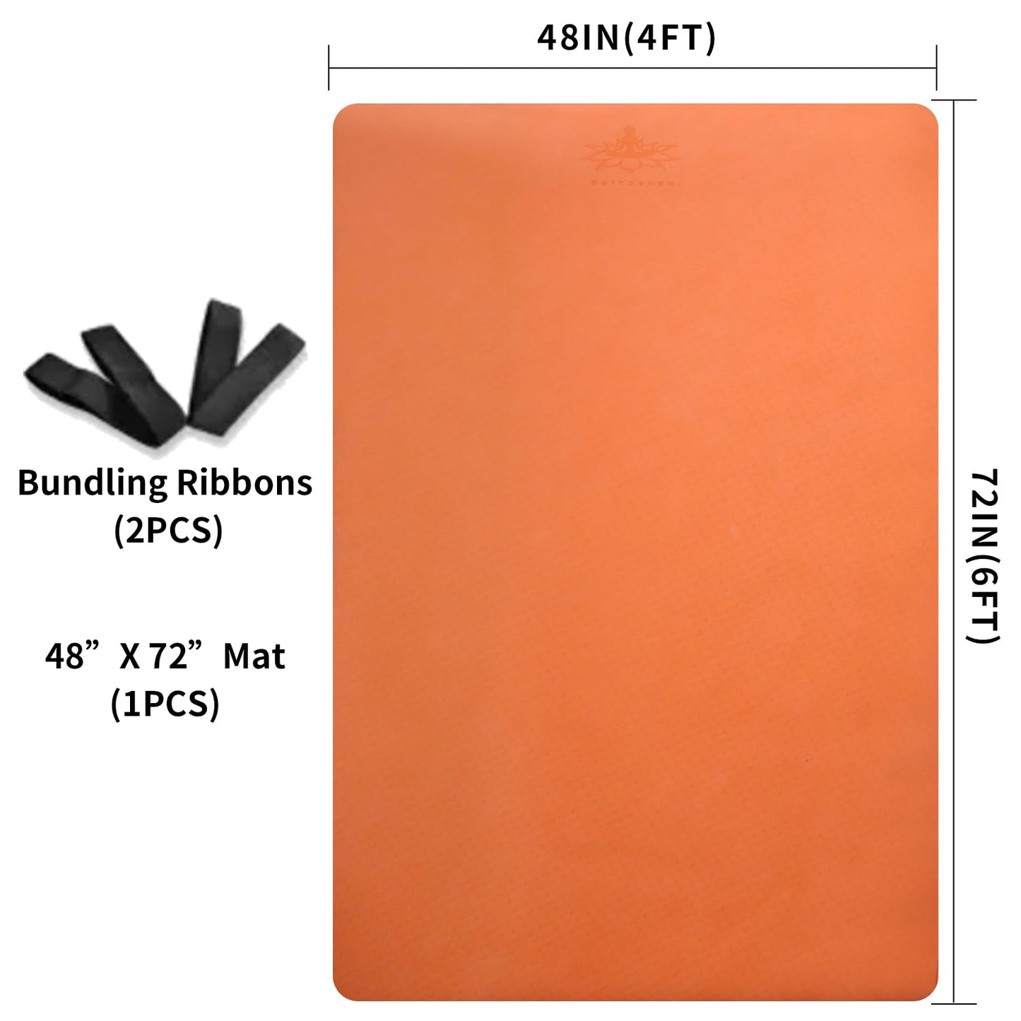 Hatha Yoga Large TPE Yoga Mat 6'x4'x1/2" Extra Thick Non-Slip Exercise Mat - for Yoga Pilates & Home Gym Workouts(Orange)