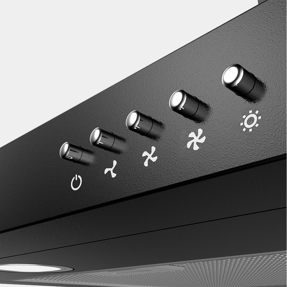 CIARRA Black Wall Mount Range Hood 30 inch 550 CFM Stove Vent Hood with 2 LED Light for Kitchen, 3 Speed Fan, Ducted & Ductless Mode, Push Button, Easy to Install, CAB75206P-N