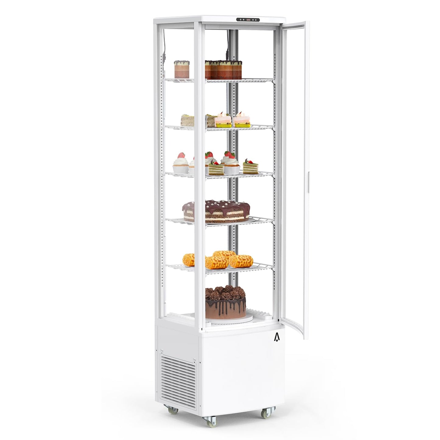 Garvee Commercial Refrigerated Display Case 10.5 Cu.Ft Freestanding Display Refrigerator with Adjustable Shelves, LED Lighting, Automatic Defrost Display Fridge for Bakery, Coffee, Supermarket