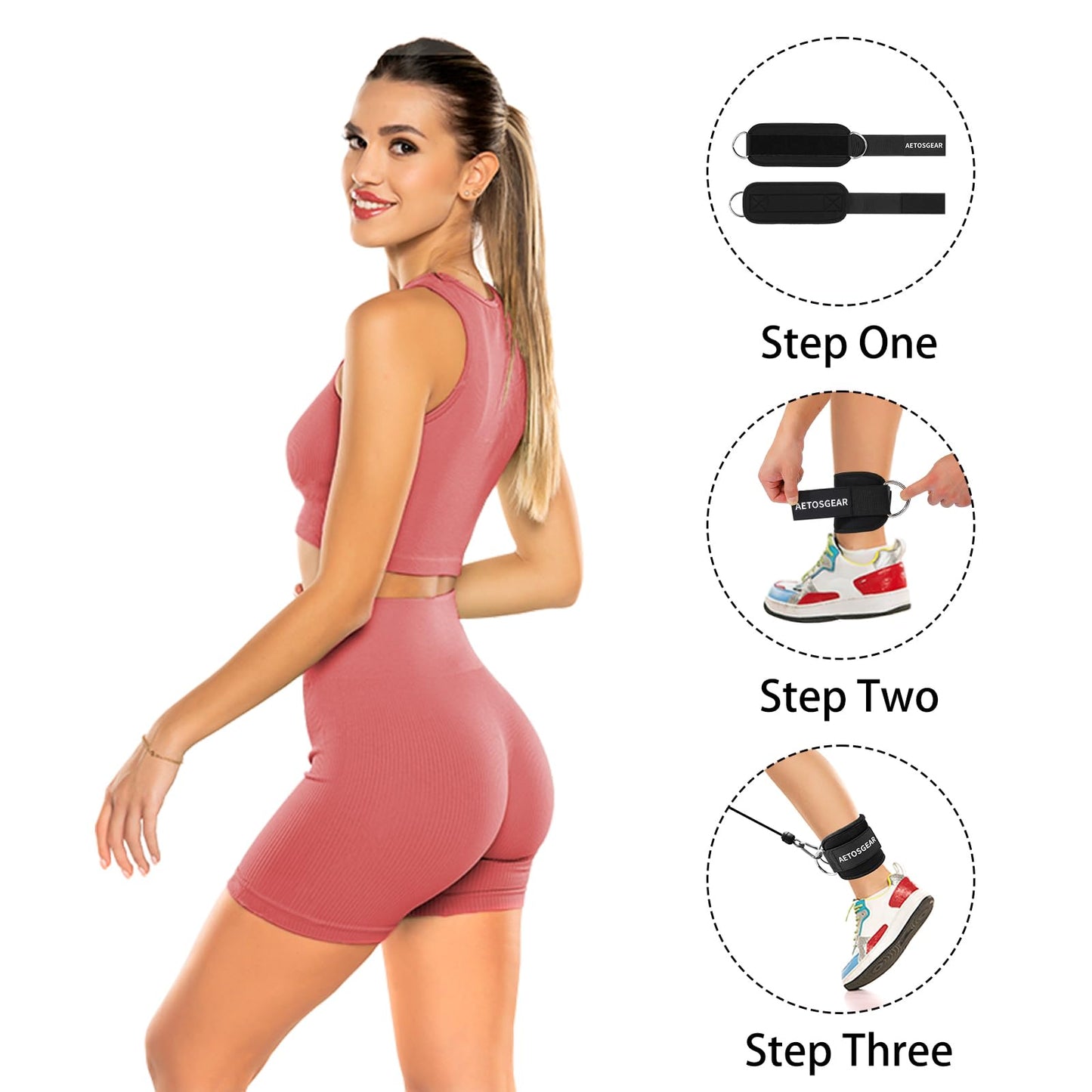 Ankle Straps For Cable Machines Women,Kickback Ankle Strap,Ankle Cuff Cable Attachment,Gym Glutes Workout Strap,Leg Extension Straps,One Size Fit All Premium Padded Cuffs Super Comfort Fitness (01-Black, Single)