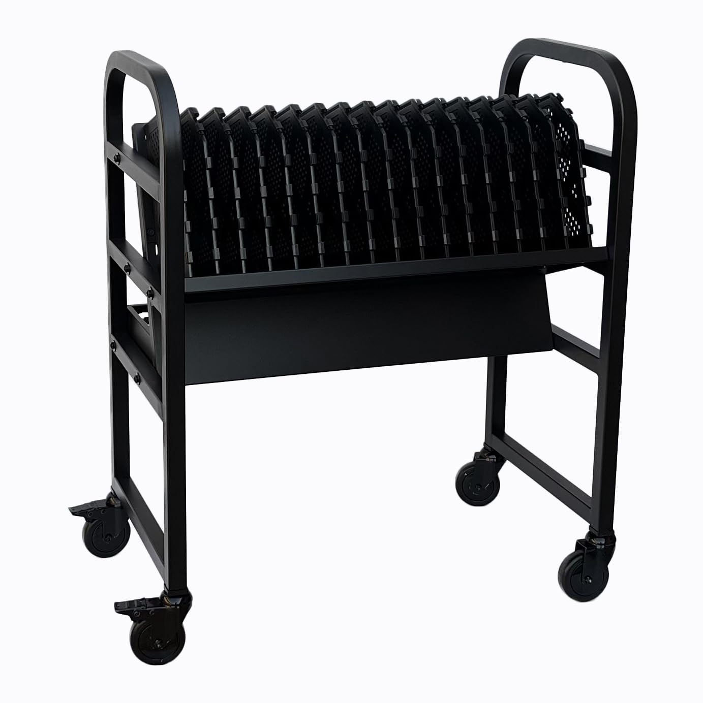 Workington 16-Device Mobile Open School Charging Cart Station for Ipads, Chromebooks, Tablets and Laptops Computer with Power Strip Included, Assembly Required, 1005 Black