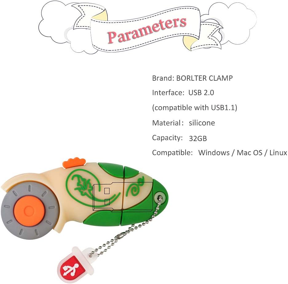 BORLTER CLAMP 32GB BorlterClamp USB Flash Drive Cute Novelty Cartoon Tool Model Memory Stick, Gift for Students