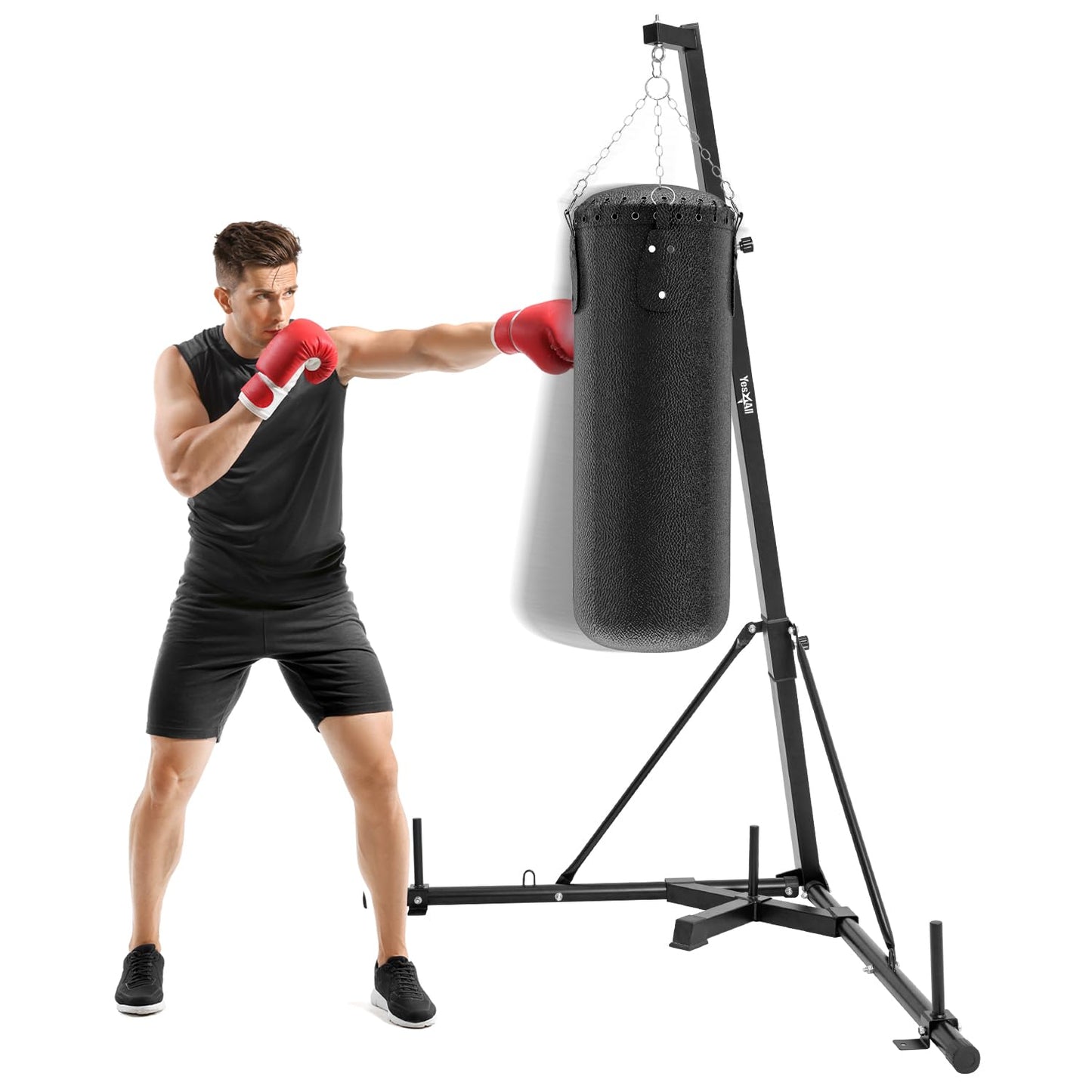 Yes4All Punching Bag Hanger, Stainless Steel Swivel Chain with 4 Snap Hooks for Heavy Bag, Gym Swing, Trapeze, and Hammock, Metal