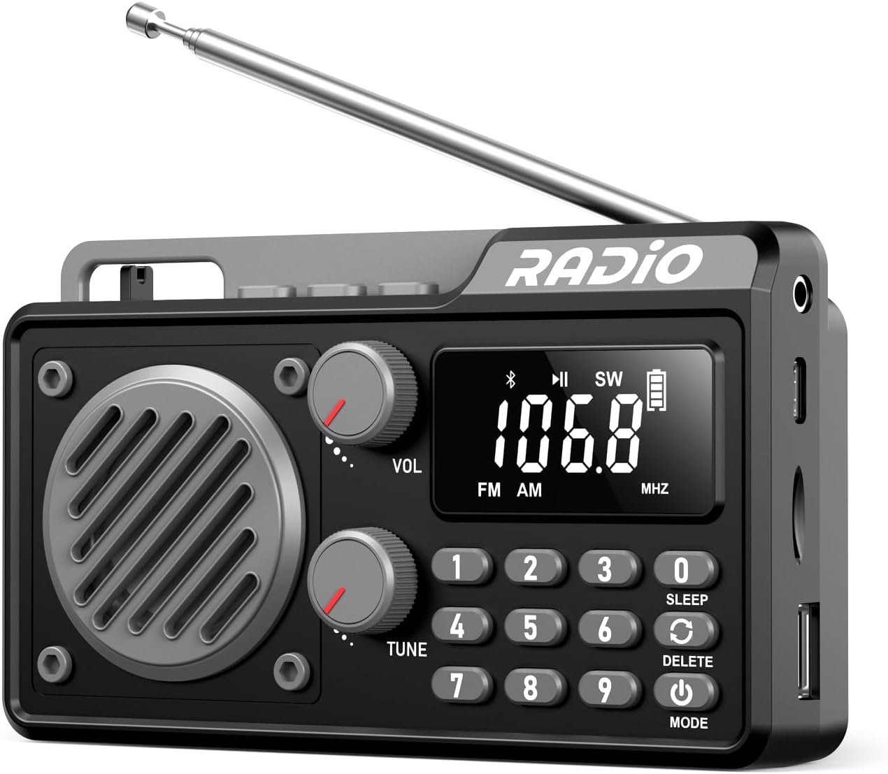 kamapulo 1500mAh Portable Radio AM FM Rechargeable with Best Reception, Transistor shortwave Radio Wireless Bluetooth