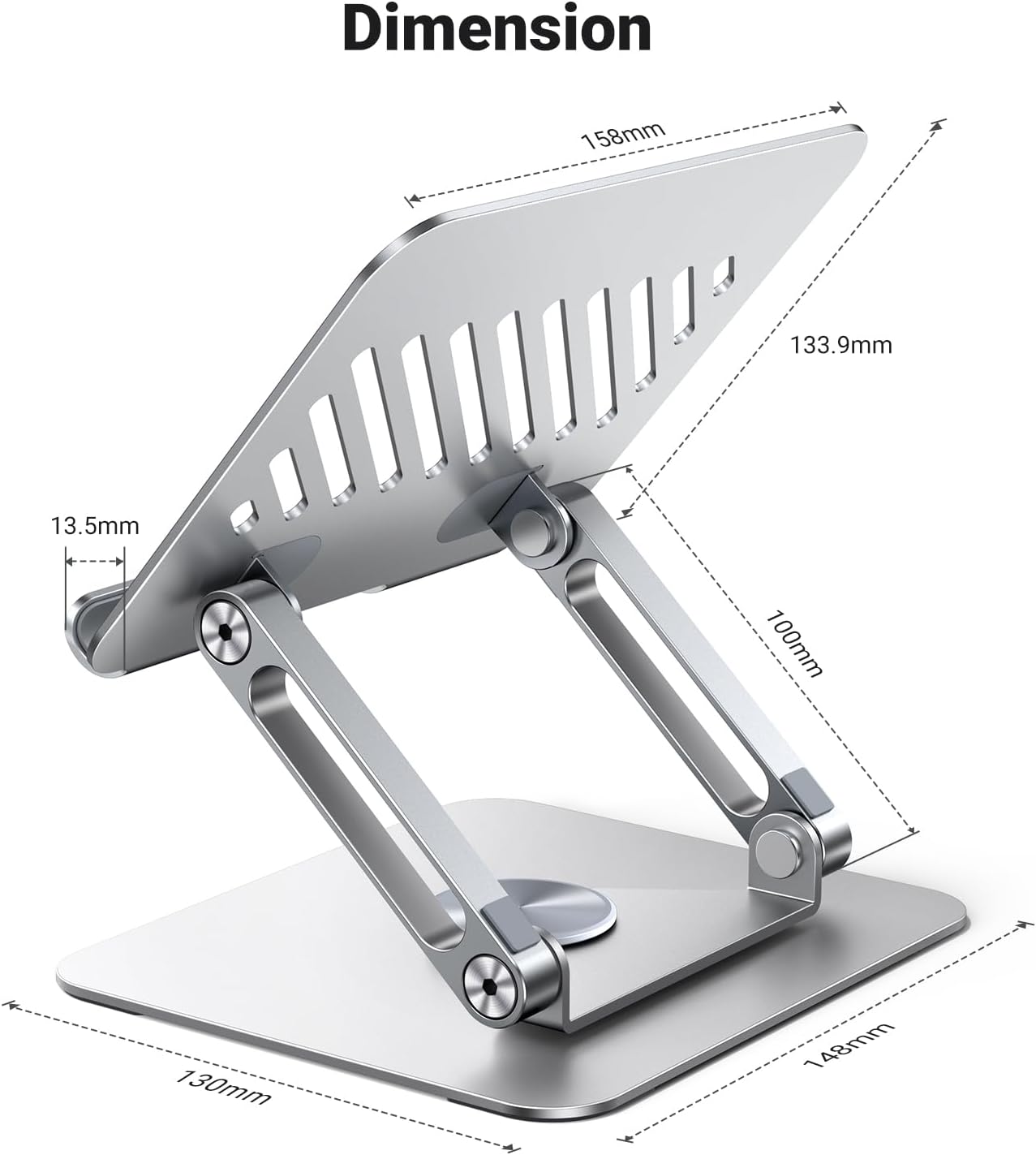 UGREEN 360 13 12 11 5 4 3 Tablet Stand Holder for Desk with Rotating Base Aluminum Dual Rod Support Adjustable Home